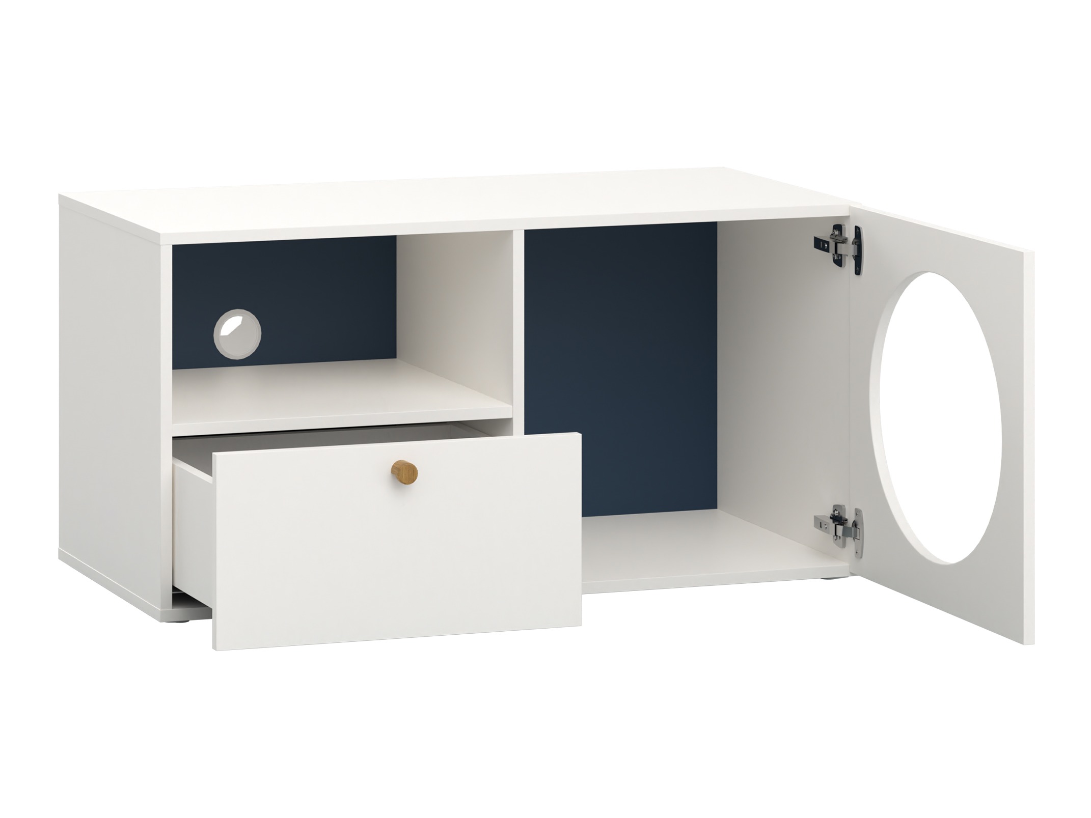 TV-Möbel Tornolo 127 (Weiss + Indigo)