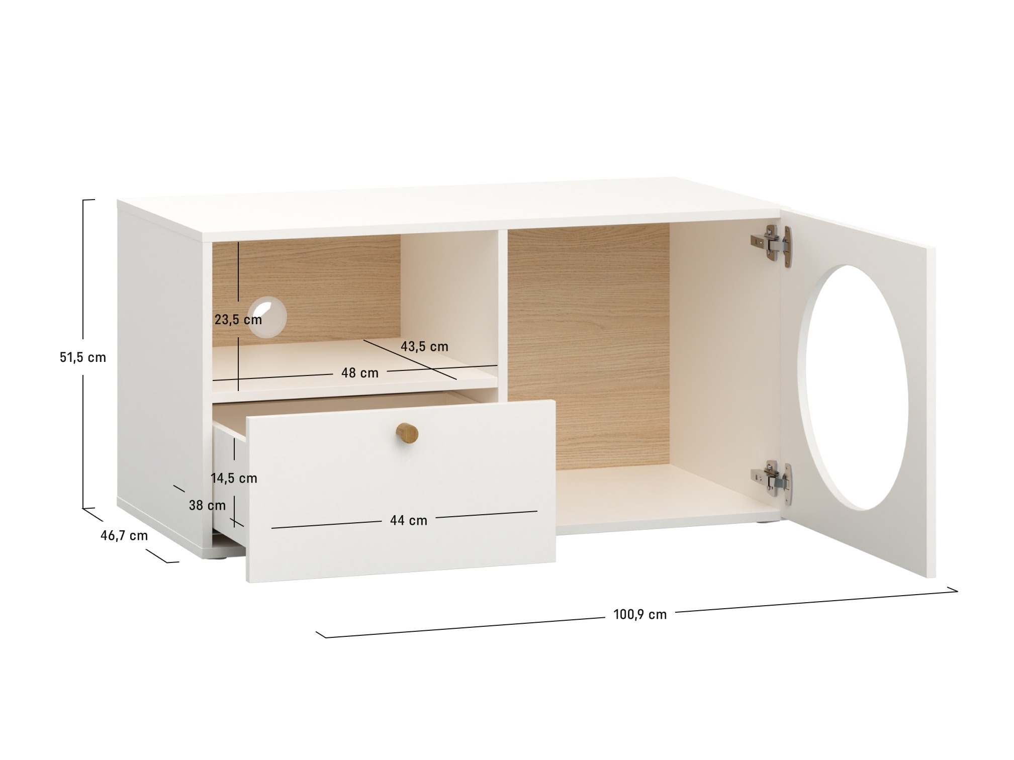 TV-Möbel Tornolo 127 (Weiss + Indigo)