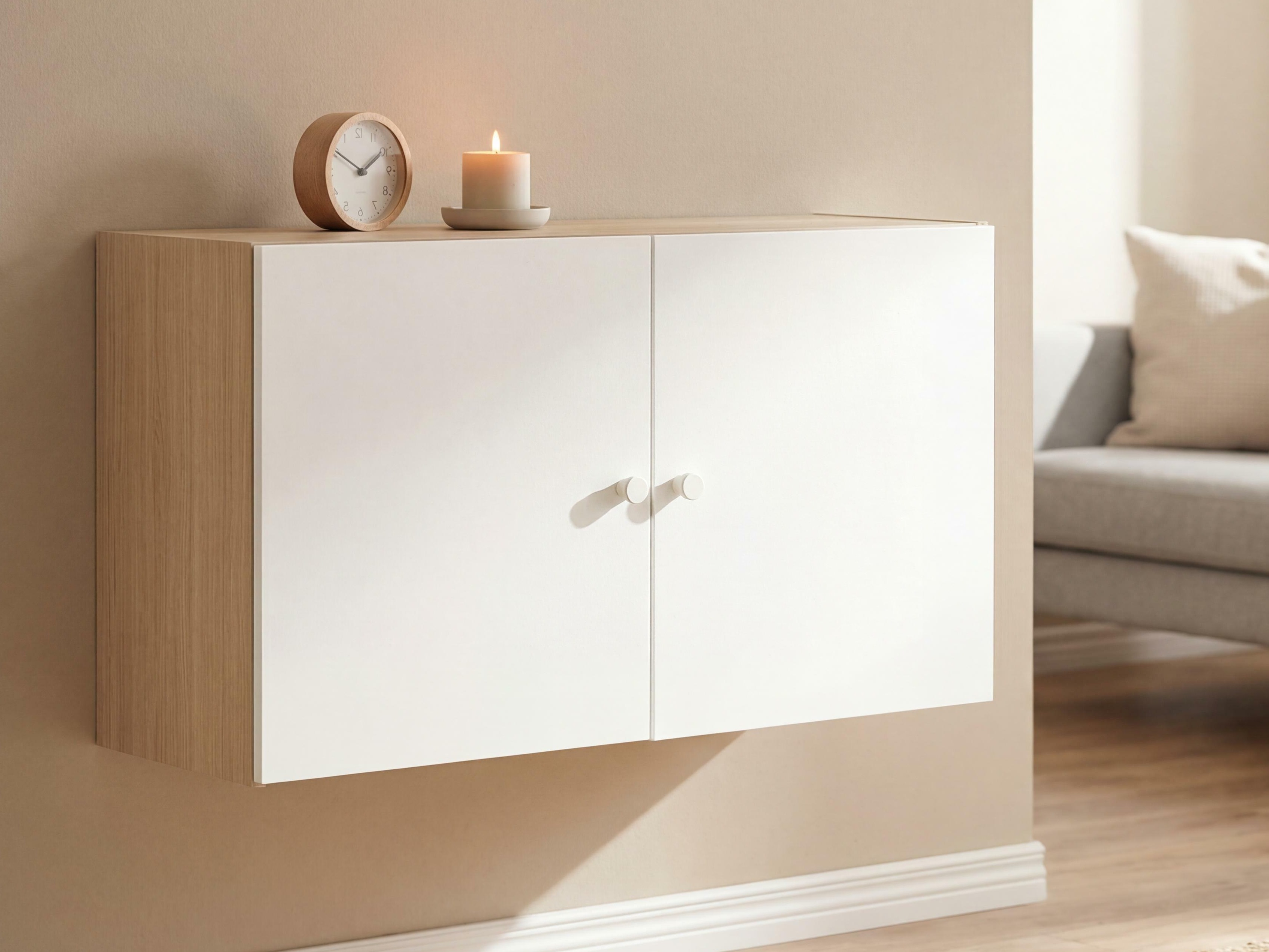 Hängeschrank Tornolo 128 (Weiss + Eichenholzoptik hell)