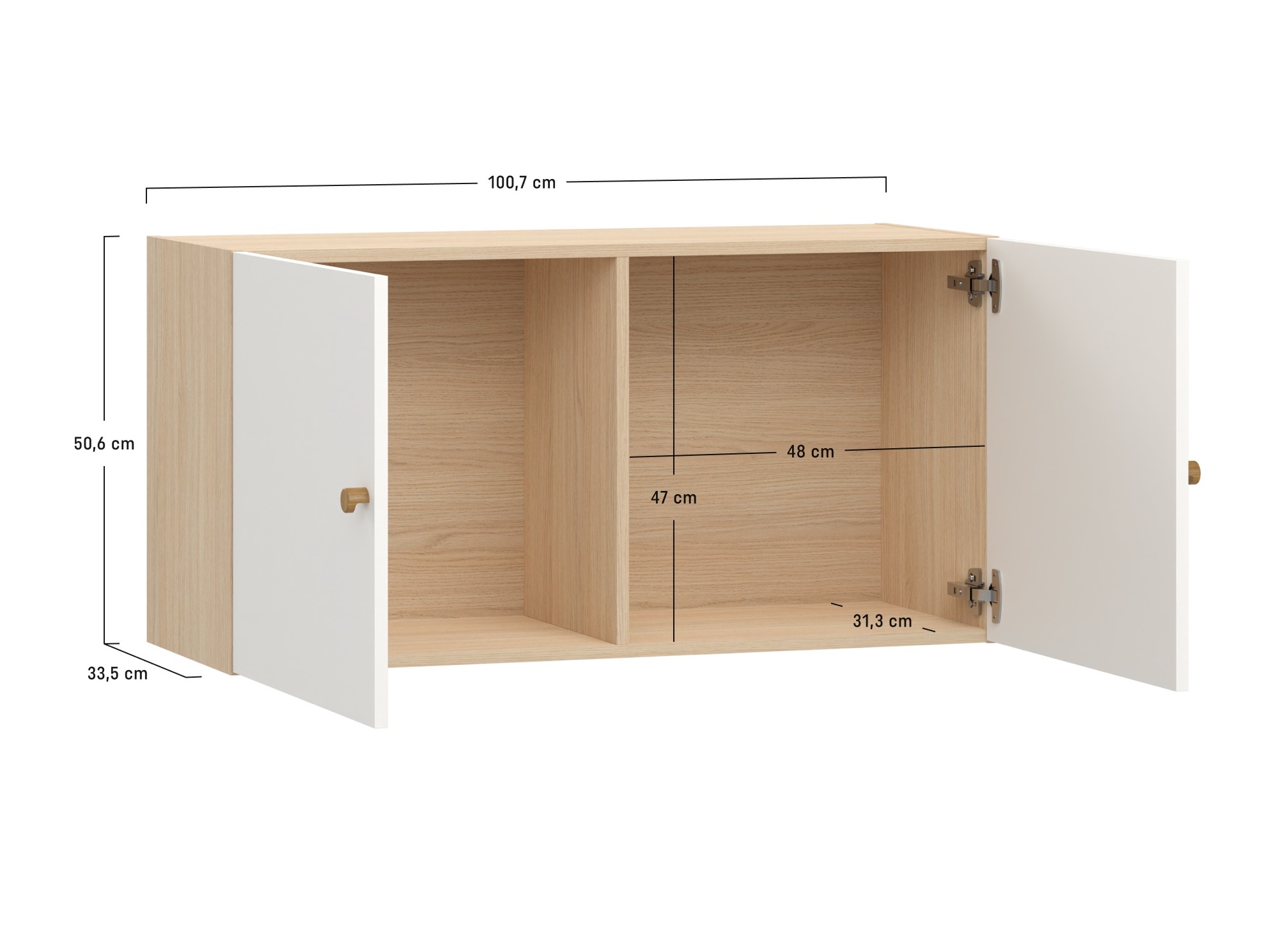 Hängeschrank Tornolo 128 (Weiss + Eichenholzoptik hell)