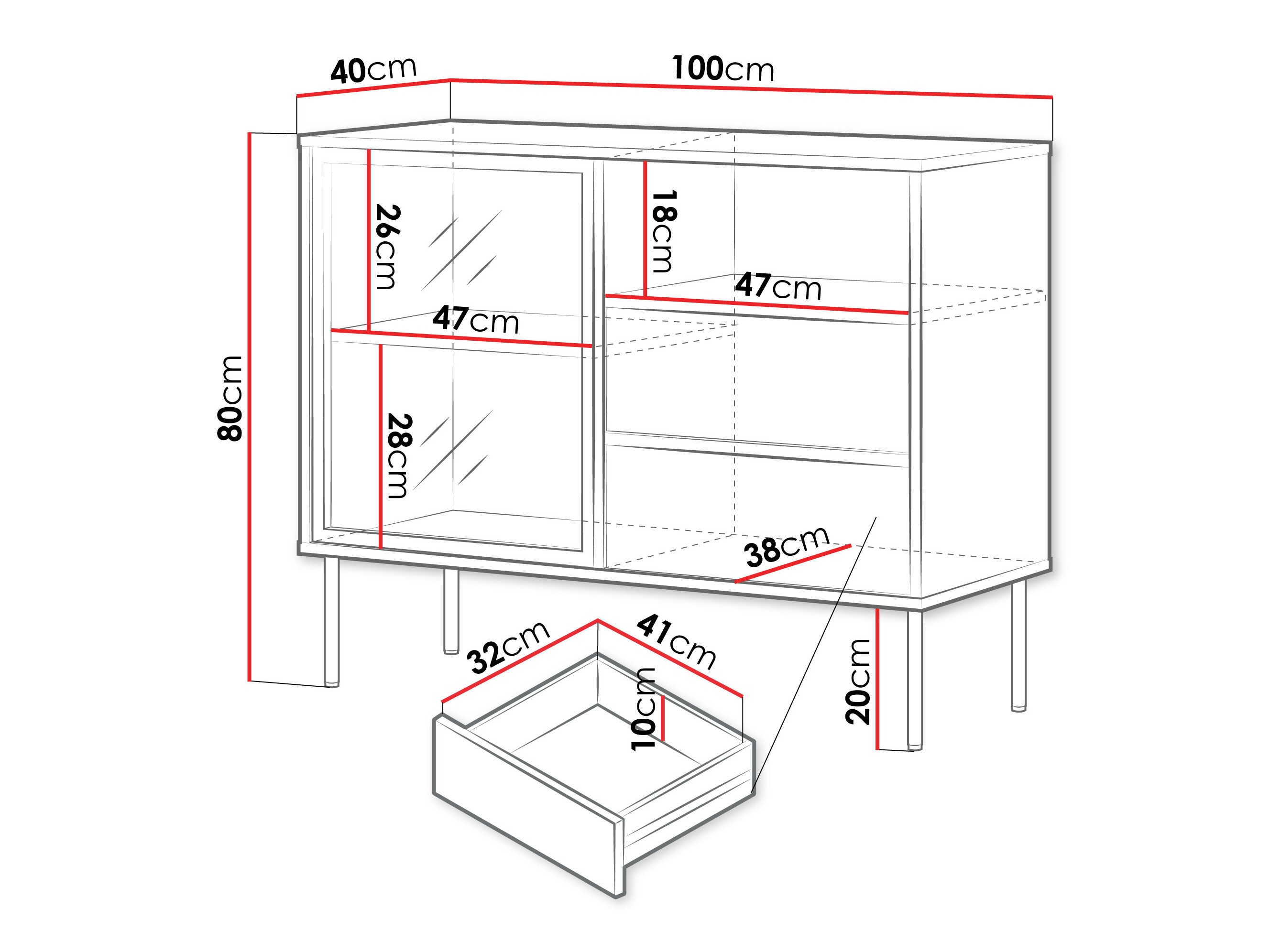 Kommoden Merevai 100 (Kaschmir)