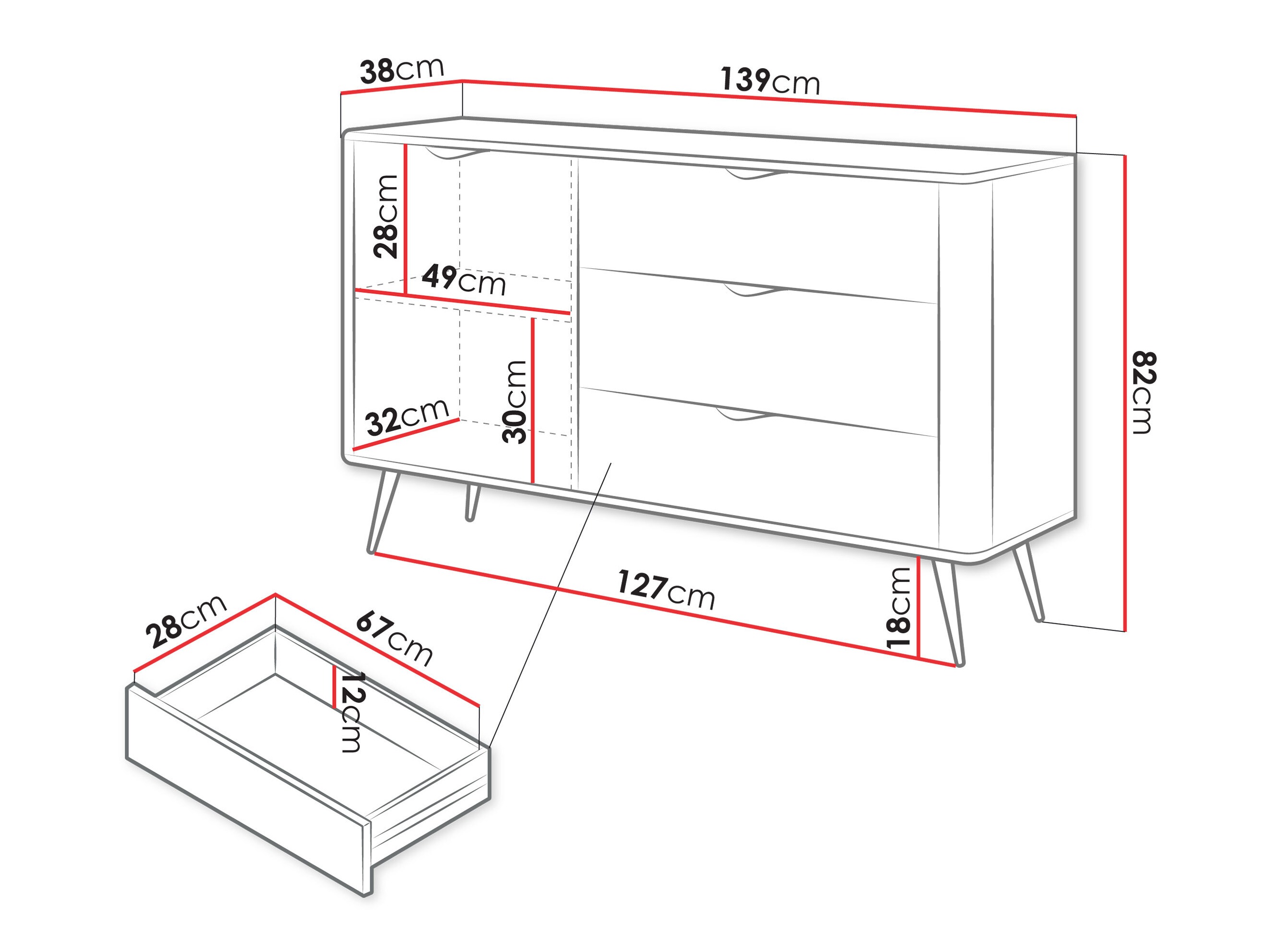Kommode Lectum (Beige)