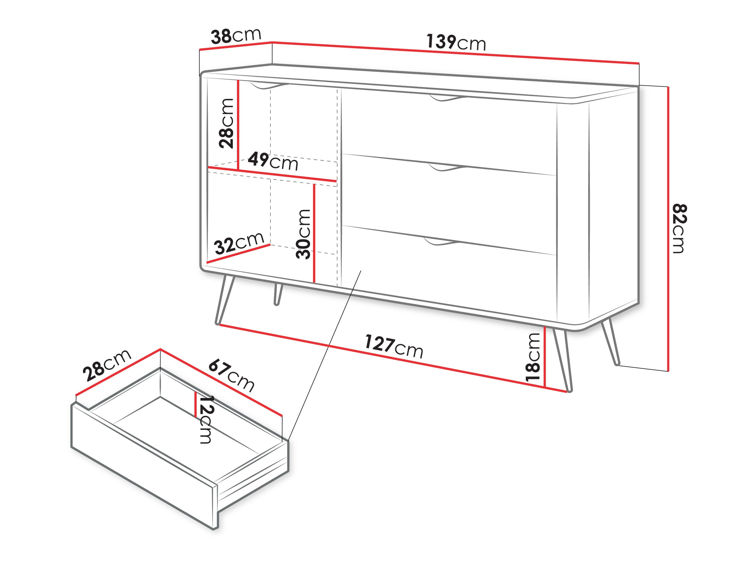 Kommode Lectum (Graphit)