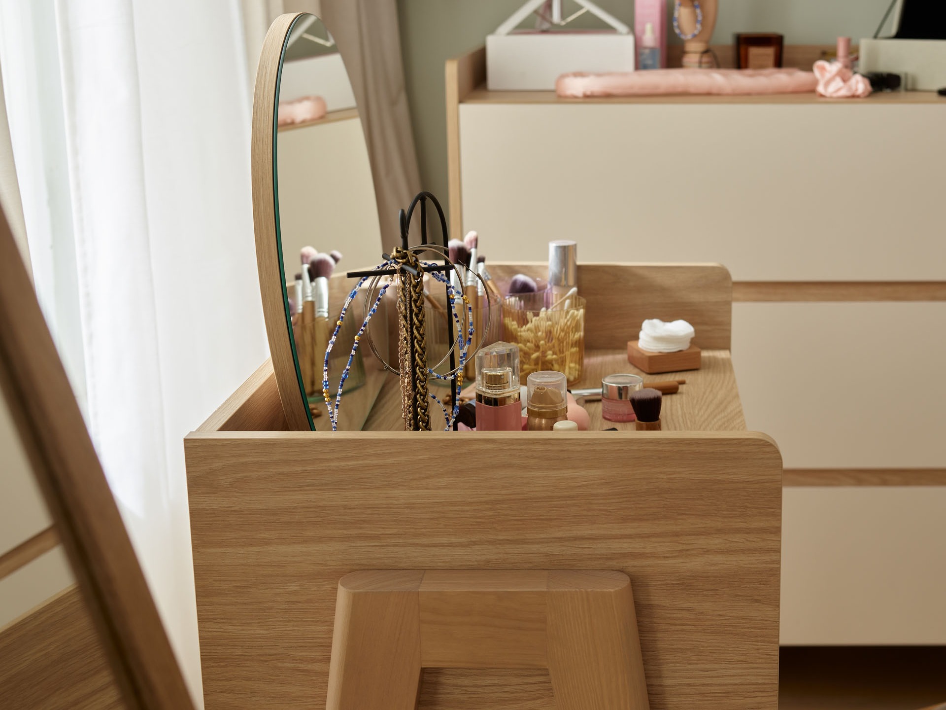 Schminktisch Velrome 100 (Eichenholzoptik + Graphit)