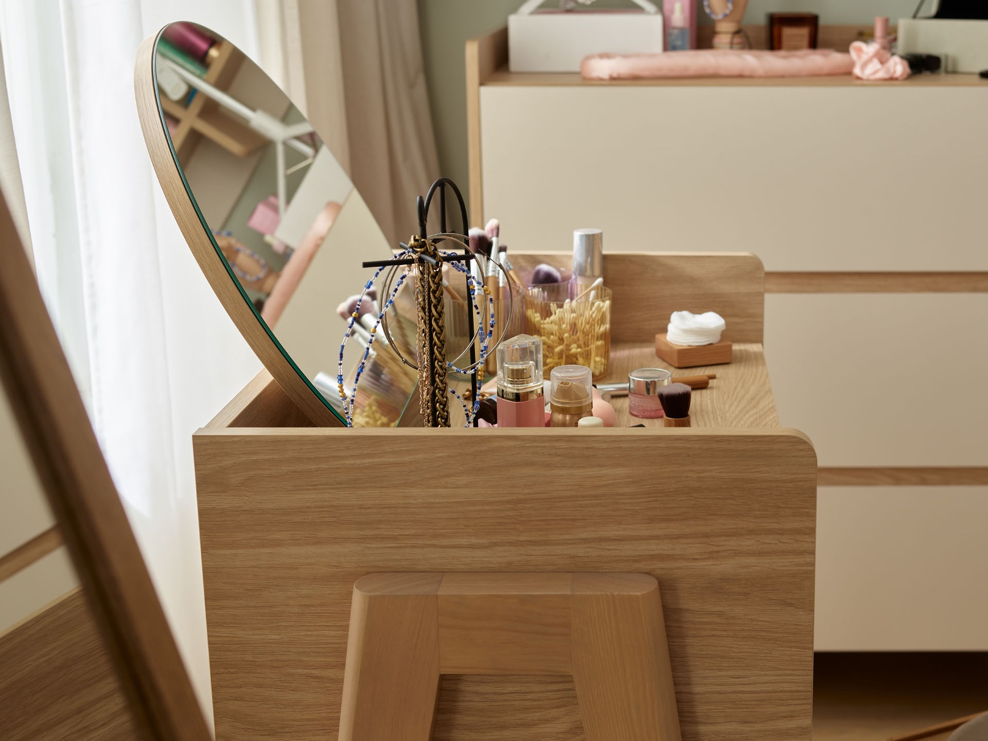 Schminktisch Velrome 100 (Eichenholzoptik + Graphit)