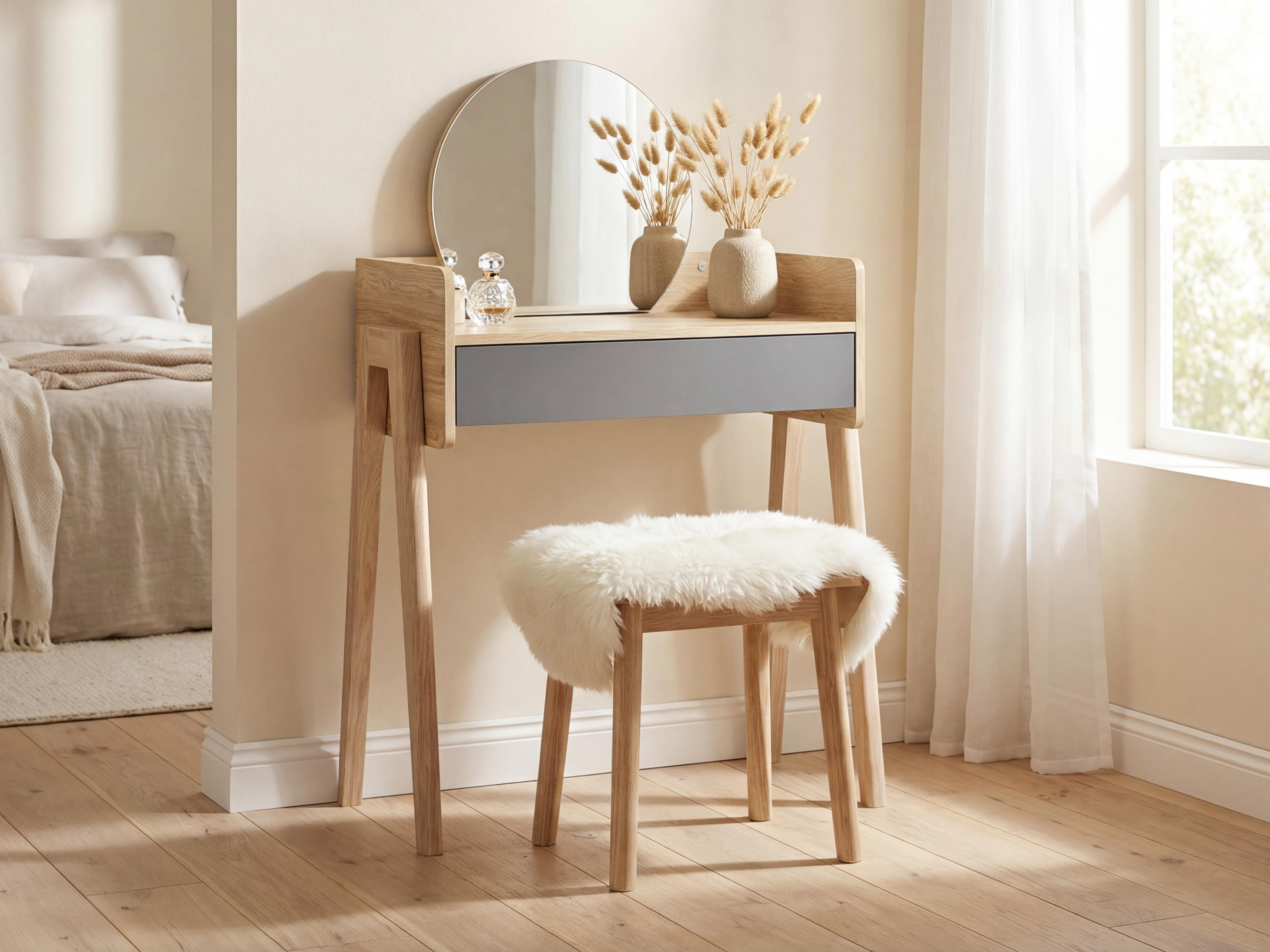 Schminktisch Velrome 100 (Eichenholzoptik + Graphit)