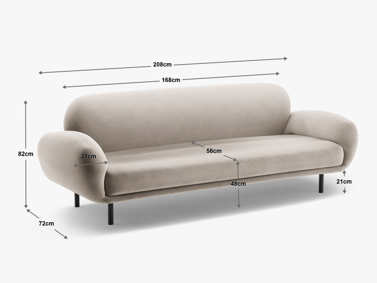 Sofa Beckley 344 (Casino Schwarz)