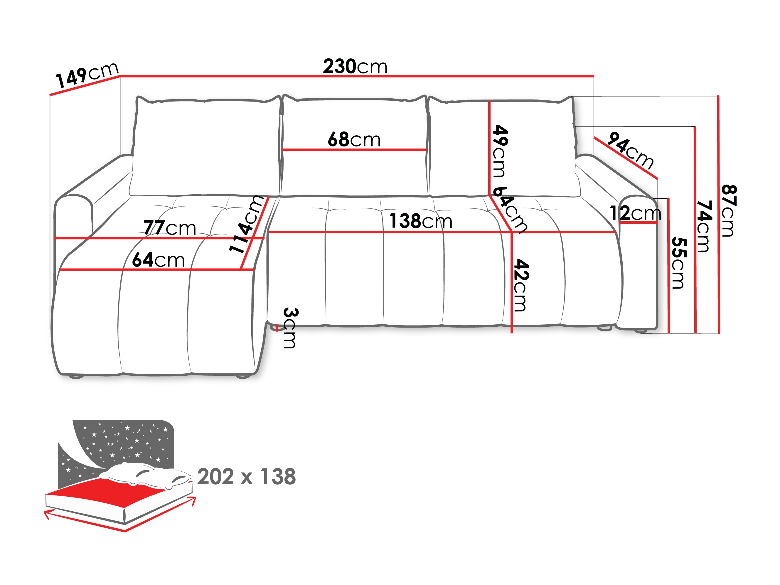 Ecksofa Providence 198 (Polo 872)