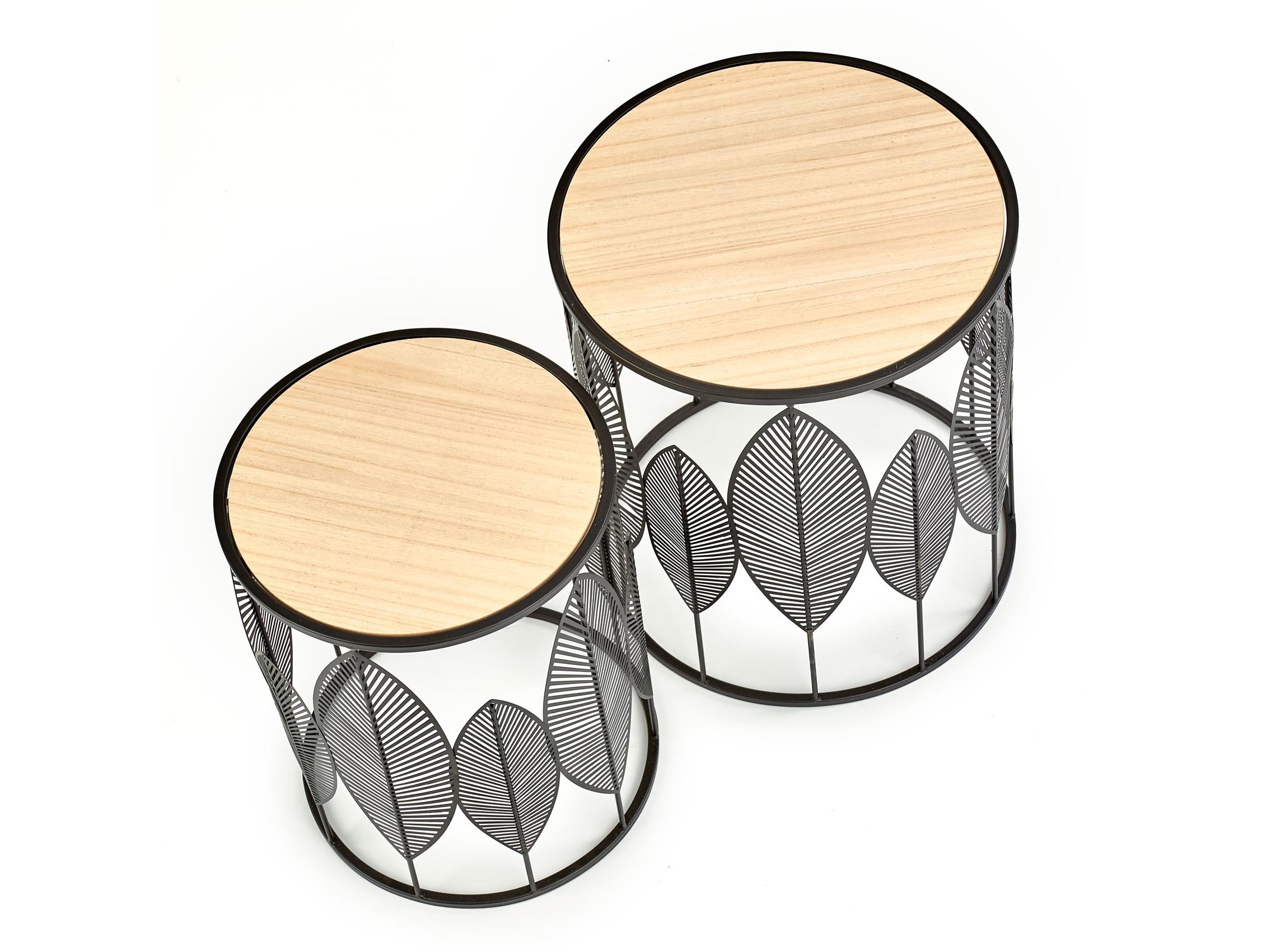 Satz beistelltische Houston 974 (Schwarz + Helles Holz)