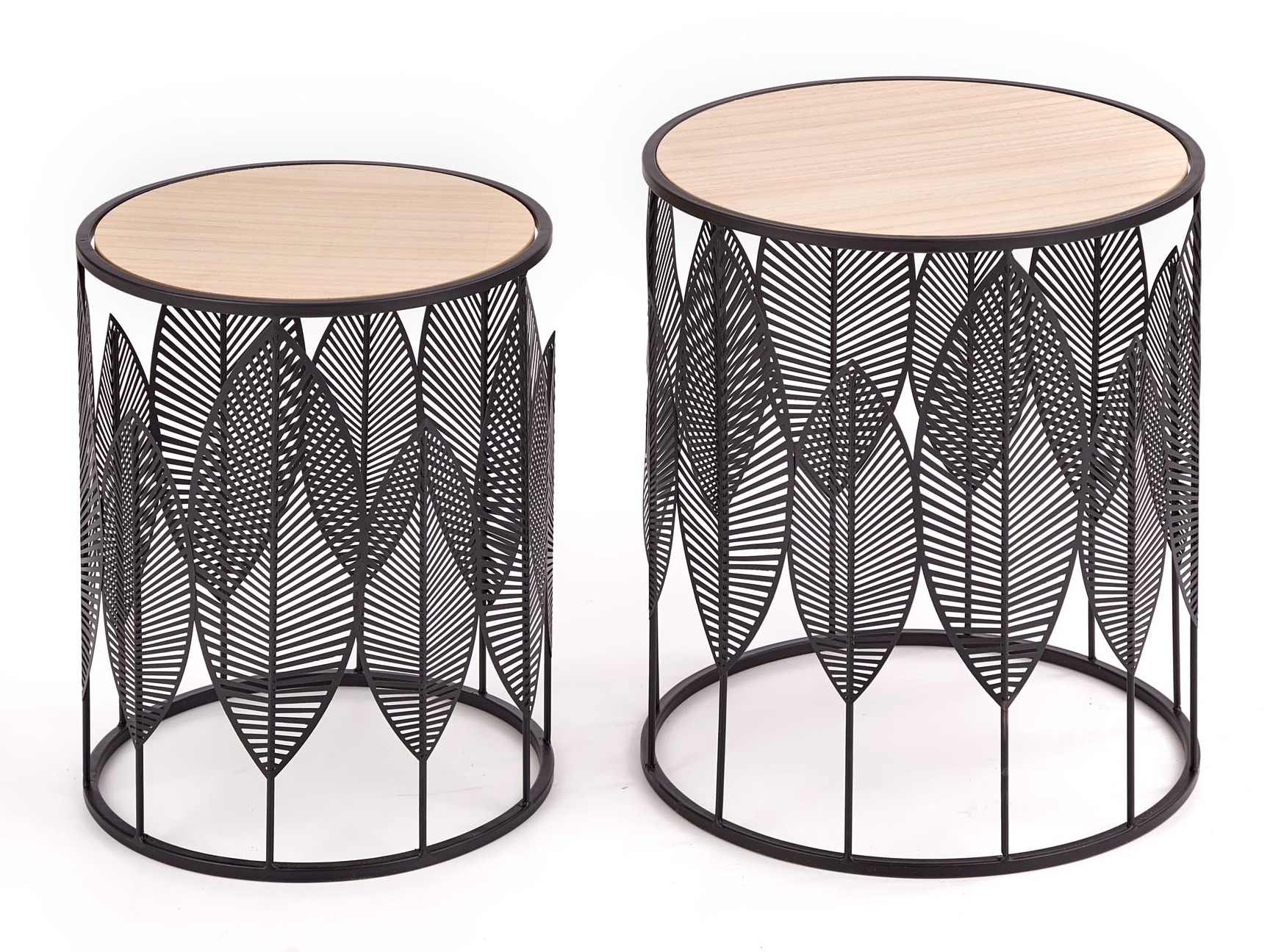 Satz beistelltische Houston 974 (Schwarz + Helles Holz)