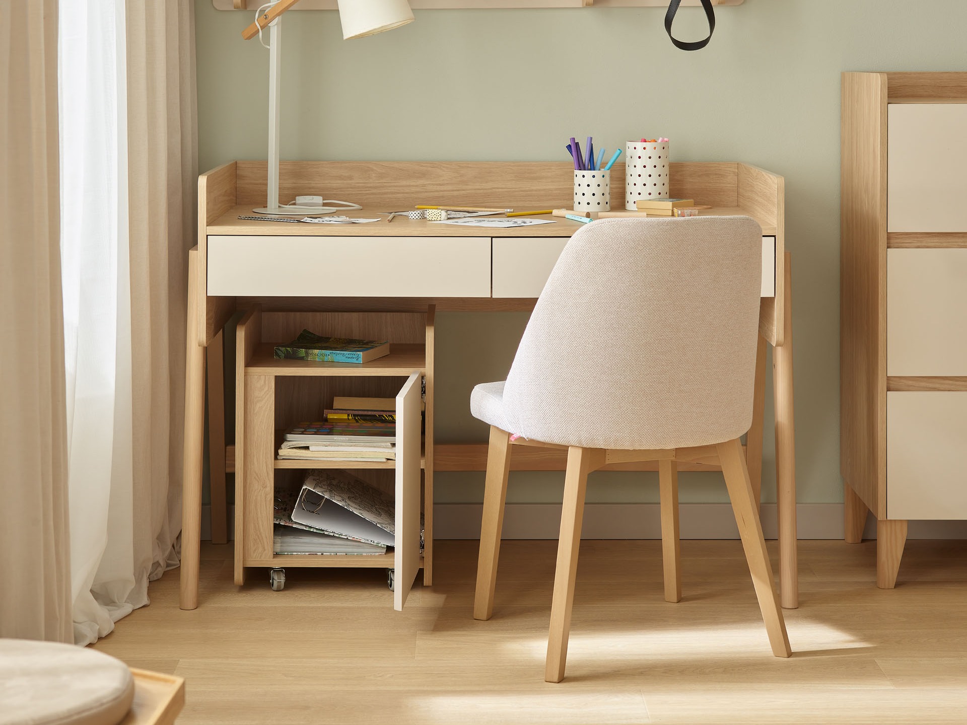 Sideboard Velrome 102 (Eichenholzoptik + Beige)