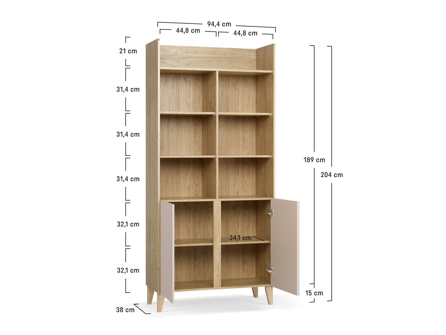 Regal Velrome 104 (Eichenholzoptik + Beige)