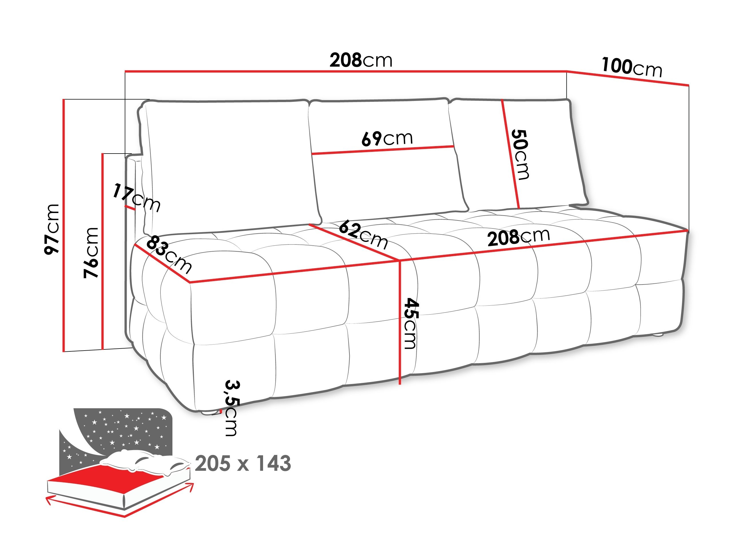 Schlafsofa Temple 133 (Velo 621)