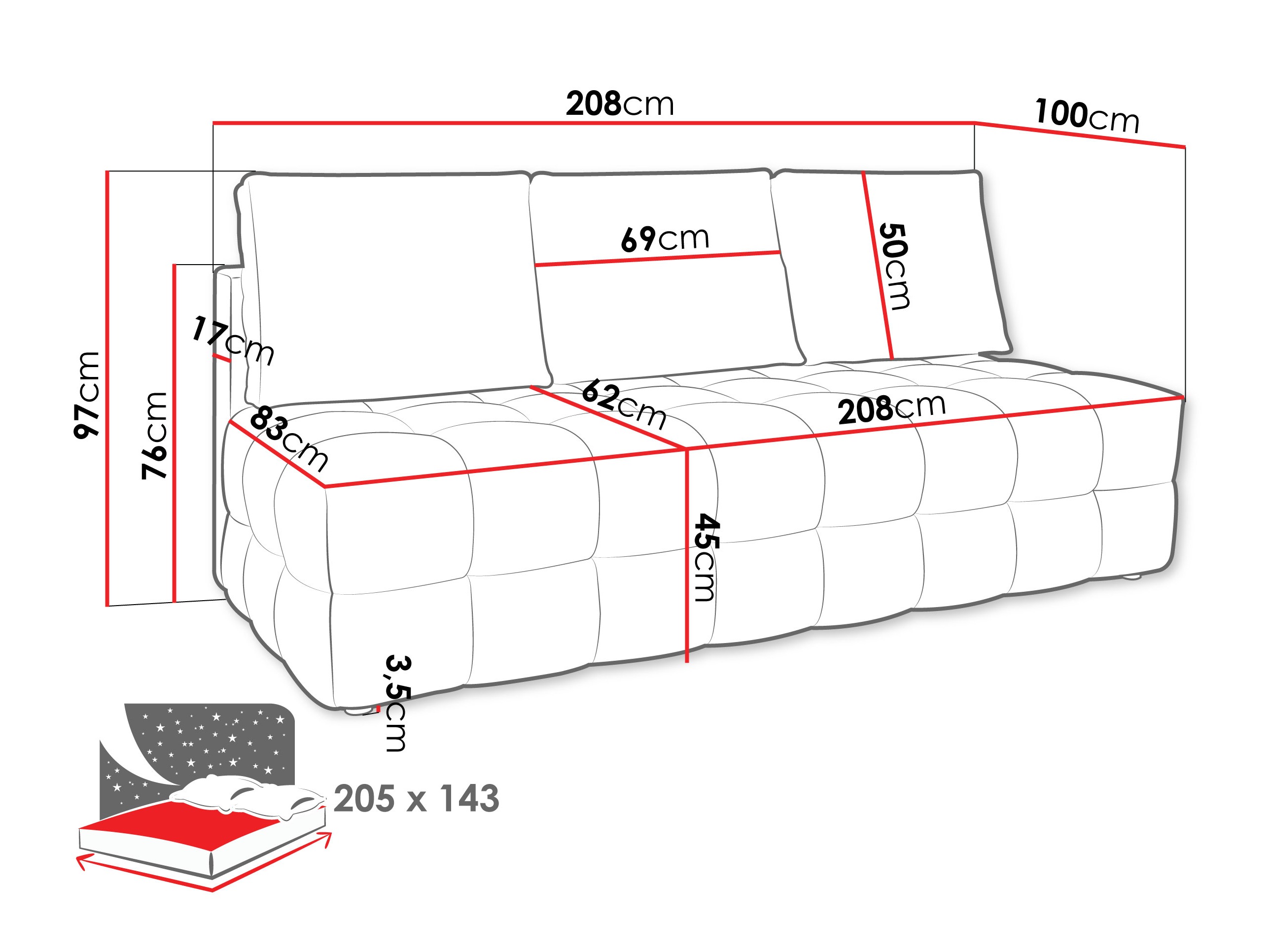Schlafsofa Temple 133 (Velo 623)