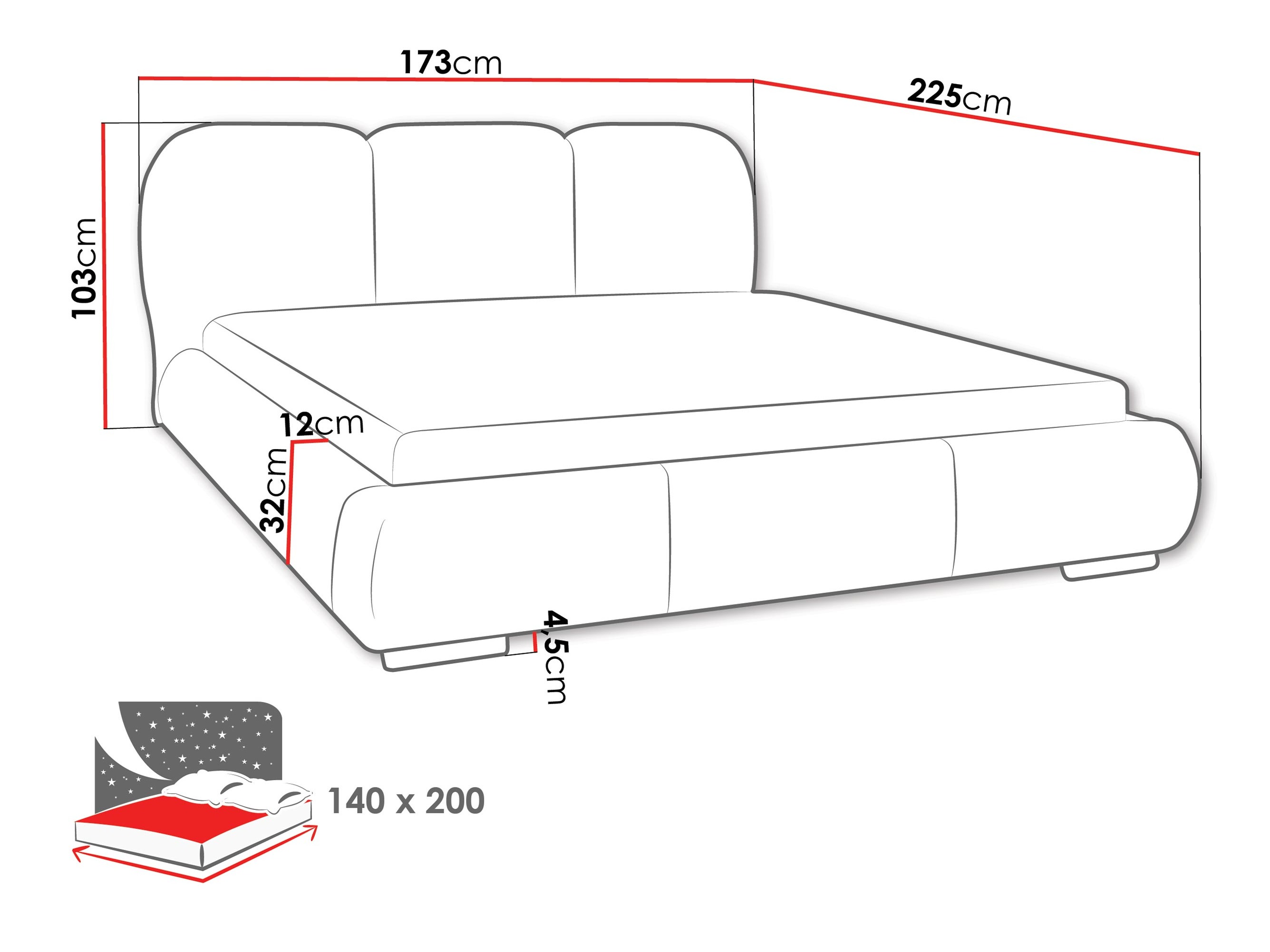 Bett TrendyNest Navium (Coral 65)