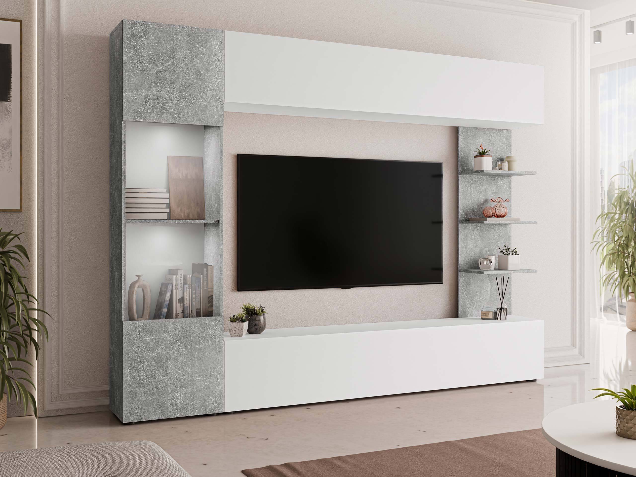 Wohnzimmer-Sets Comfivo Animus (Weiss + Beton)