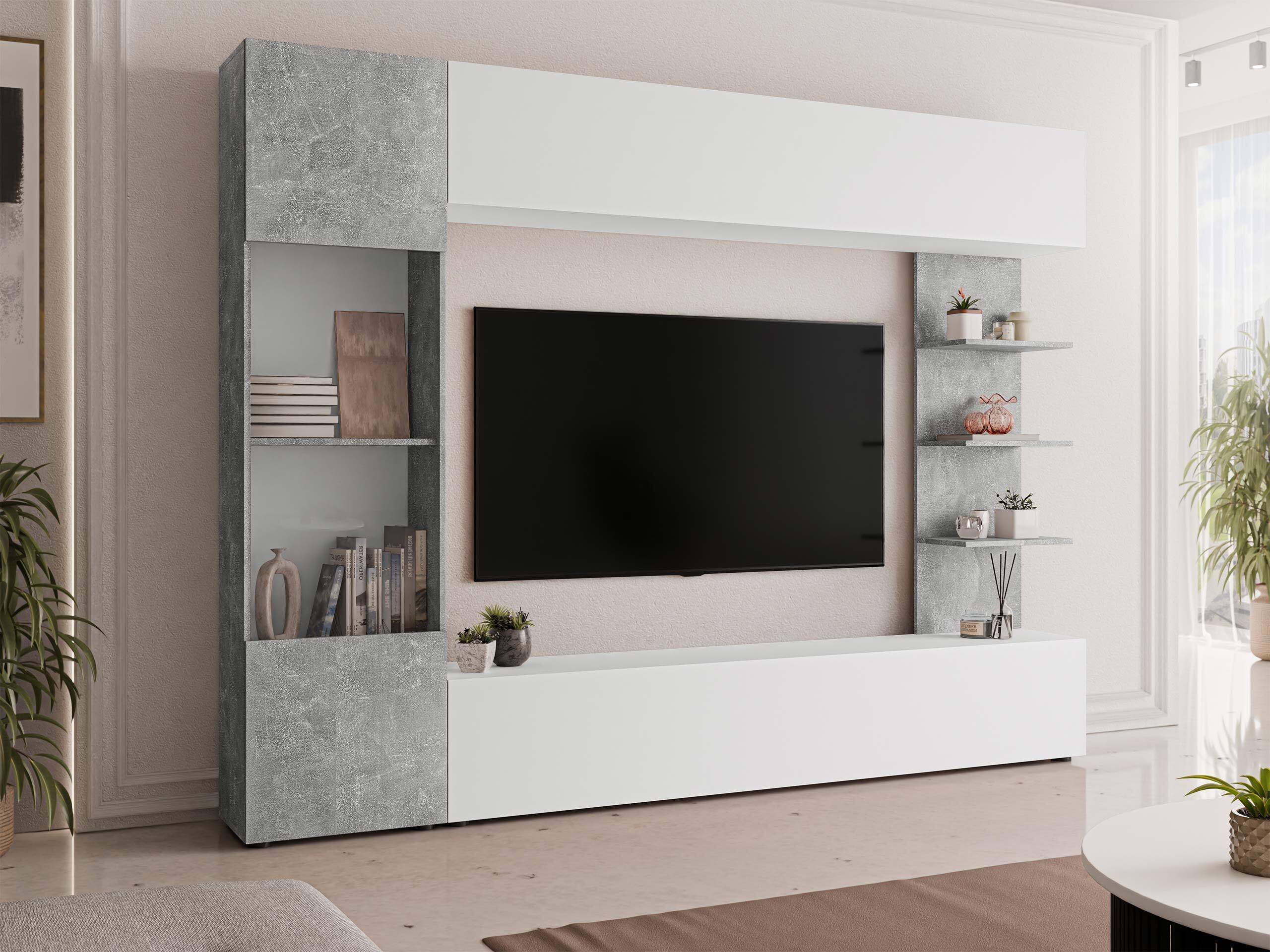 Wohnzimmer-Sets Comfivo Animus (Weiss + Beton)