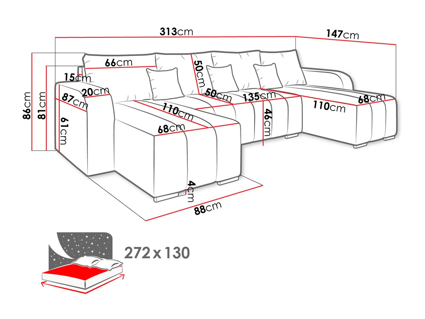 Ecksofa Arvada 122 (Lambi 03)