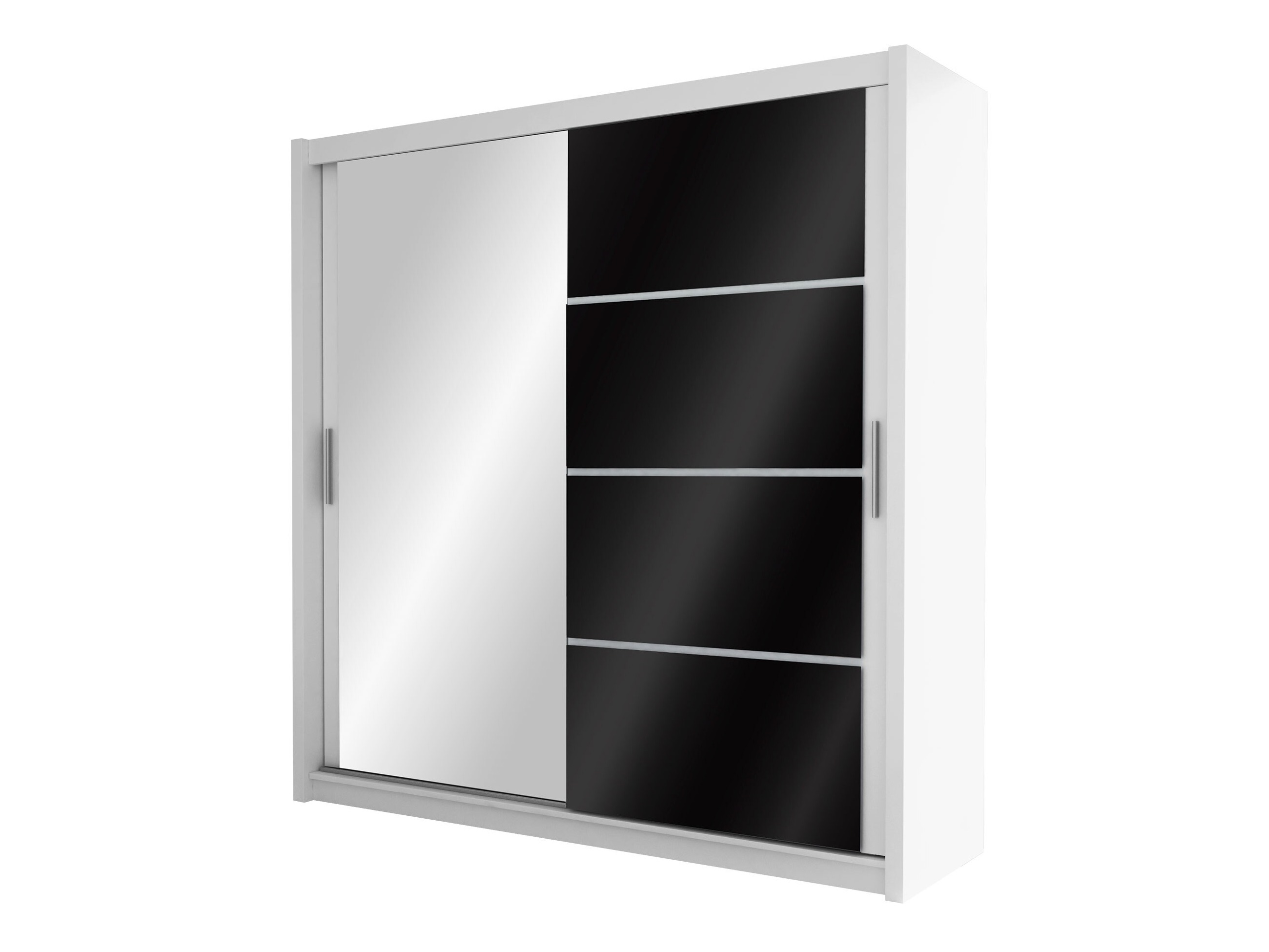 Kleiderschrank Honolulu 111 (Weiss + Schwarz glänzend)