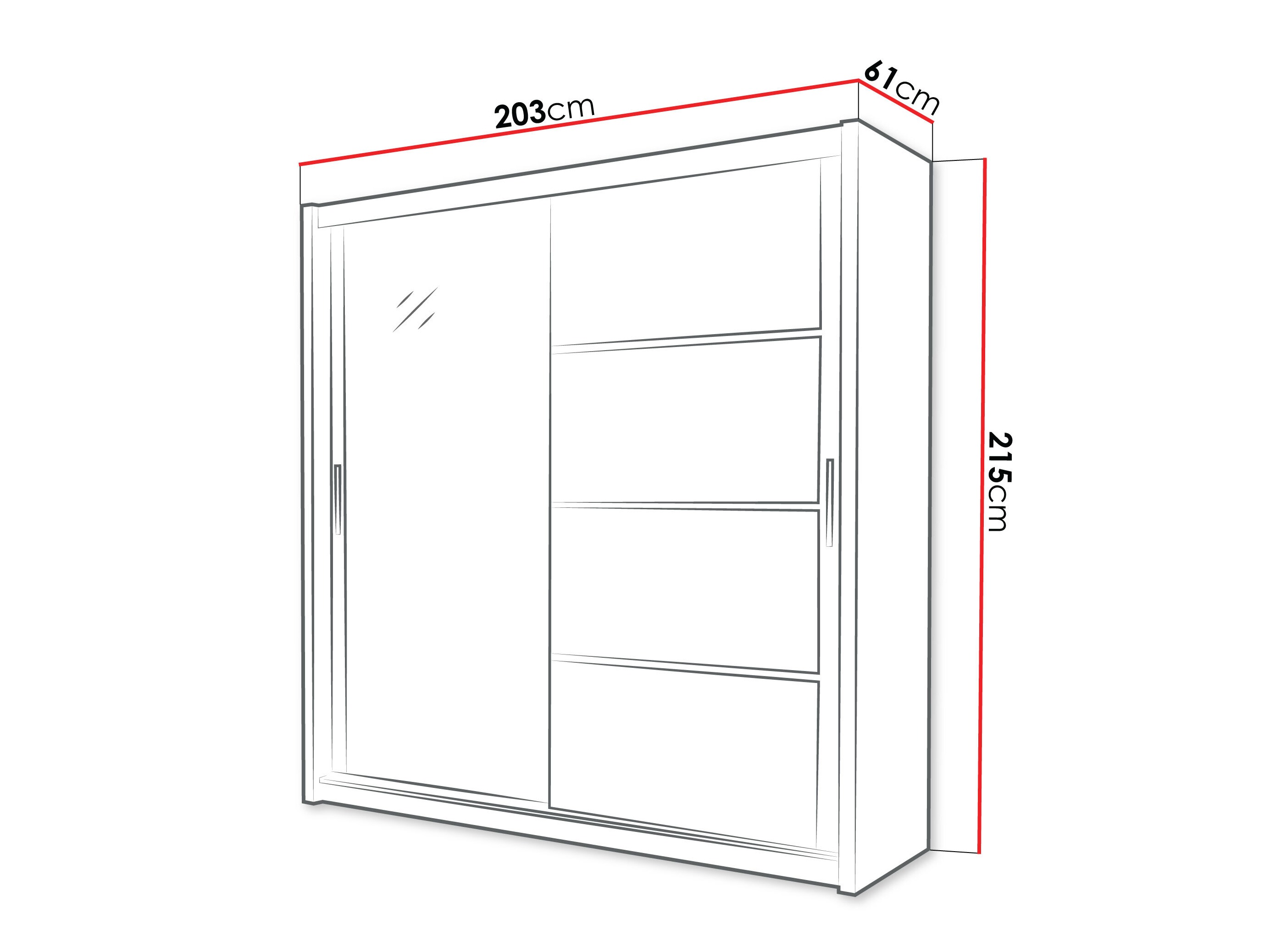 Kleiderschrank Honolulu 111 (Weiss + Weiss glänzend)