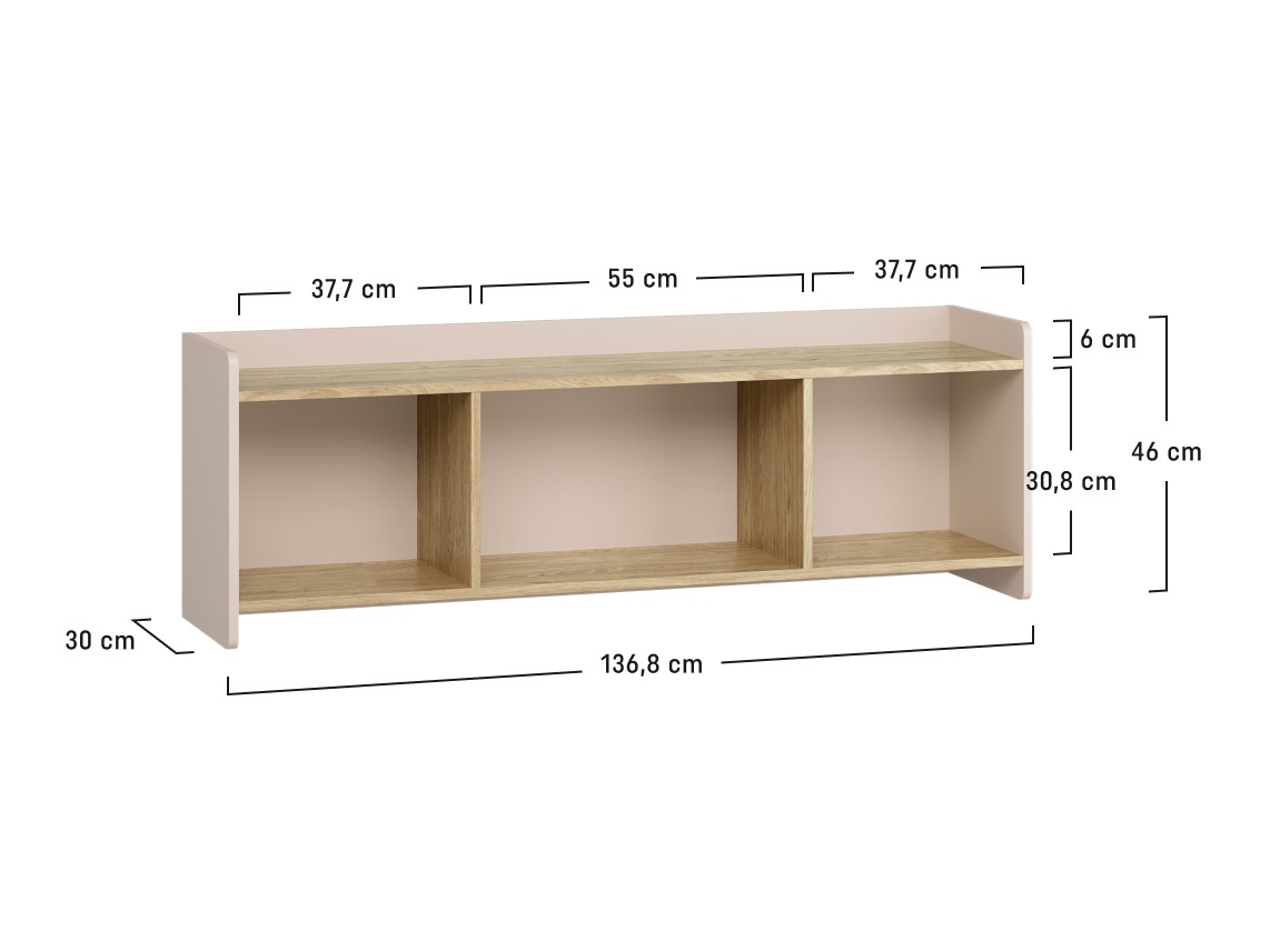 Wandregal Velrome 107 (Eichenholzoptik + Graphit)