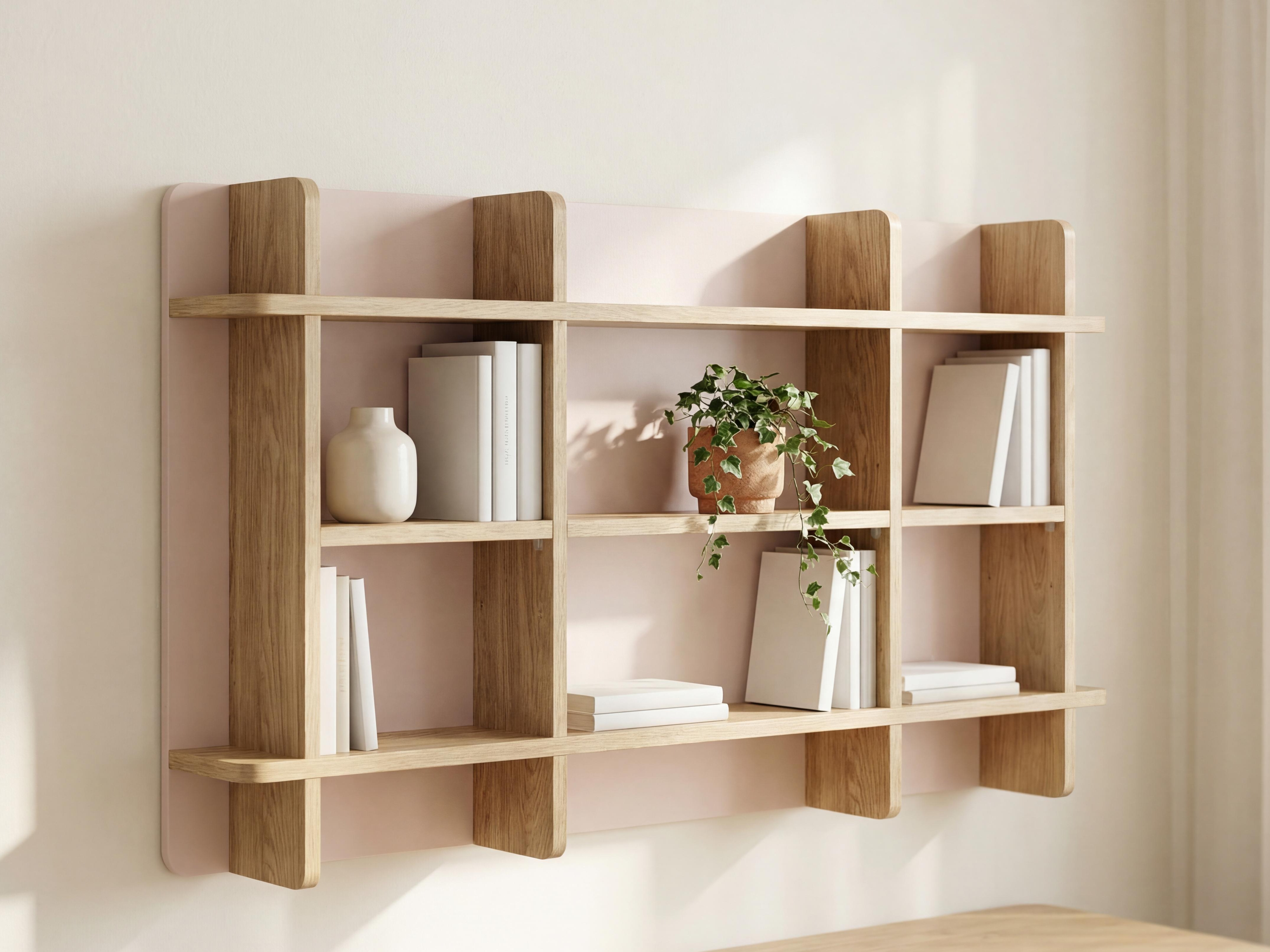 Wandregal Velrome 108 (Eichenholzoptik + Beige)