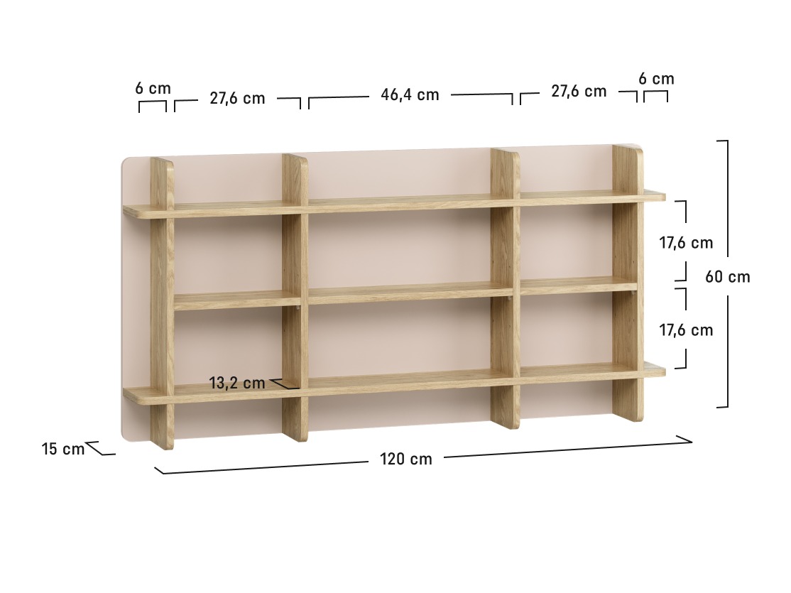 Wandregal Velrome 108 (Eichenholzoptik + Beige)