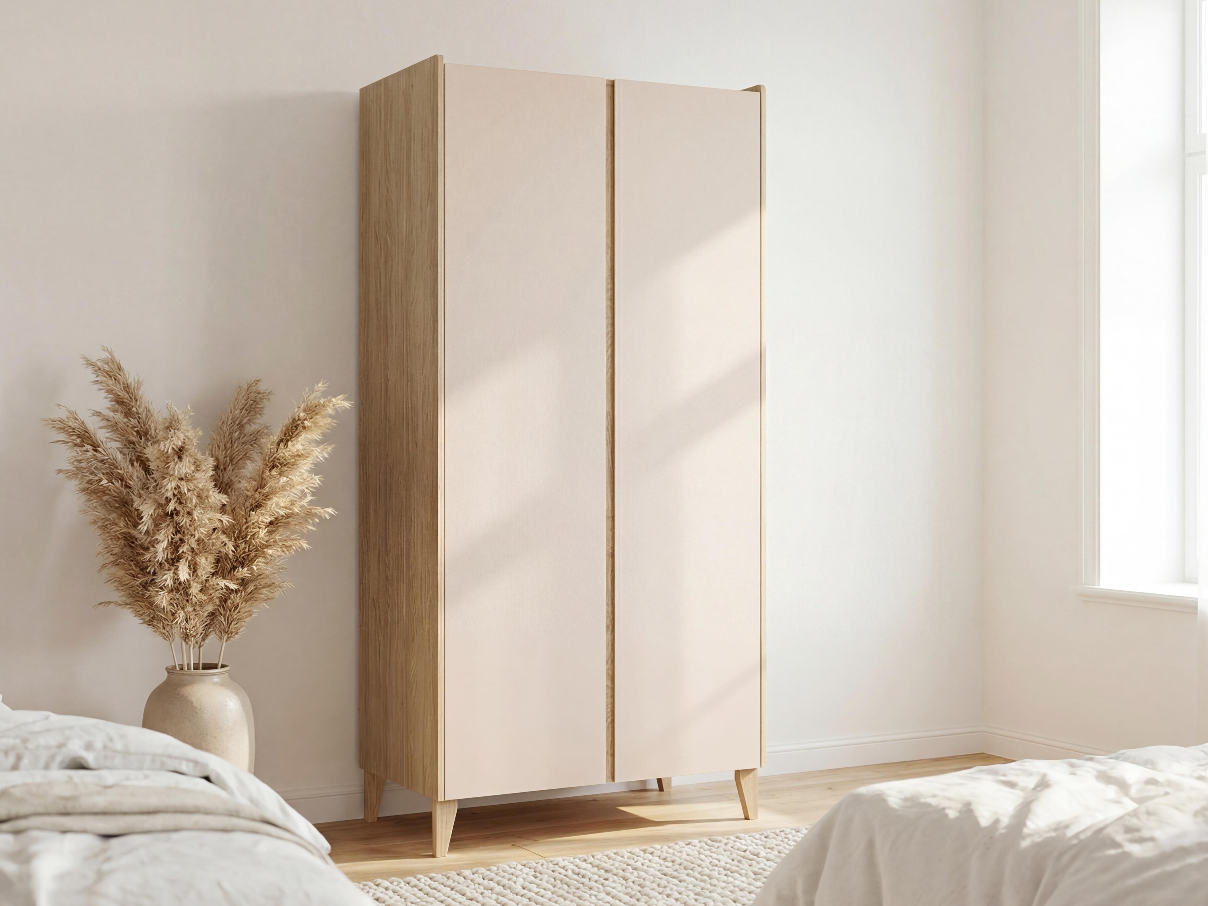 Kleiderschrank Velrome 109 (Eichenholzoptik + Beige)