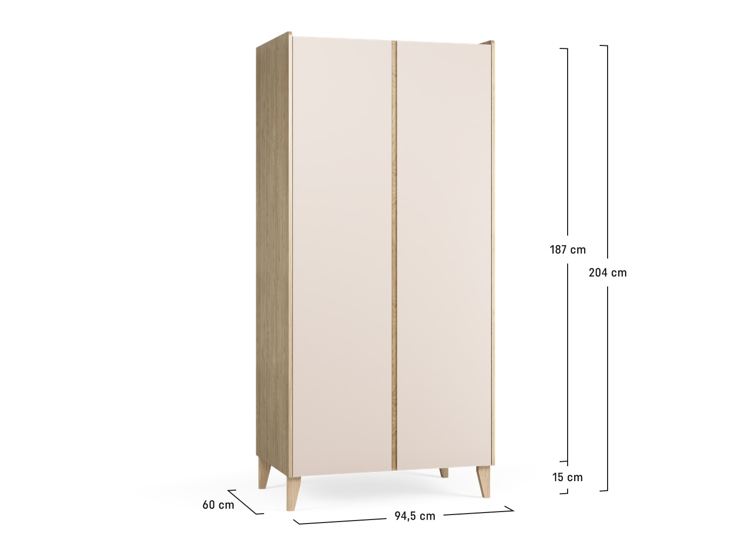 Kleiderschrank Velrome 109 (Eichenholzoptik + Beige)