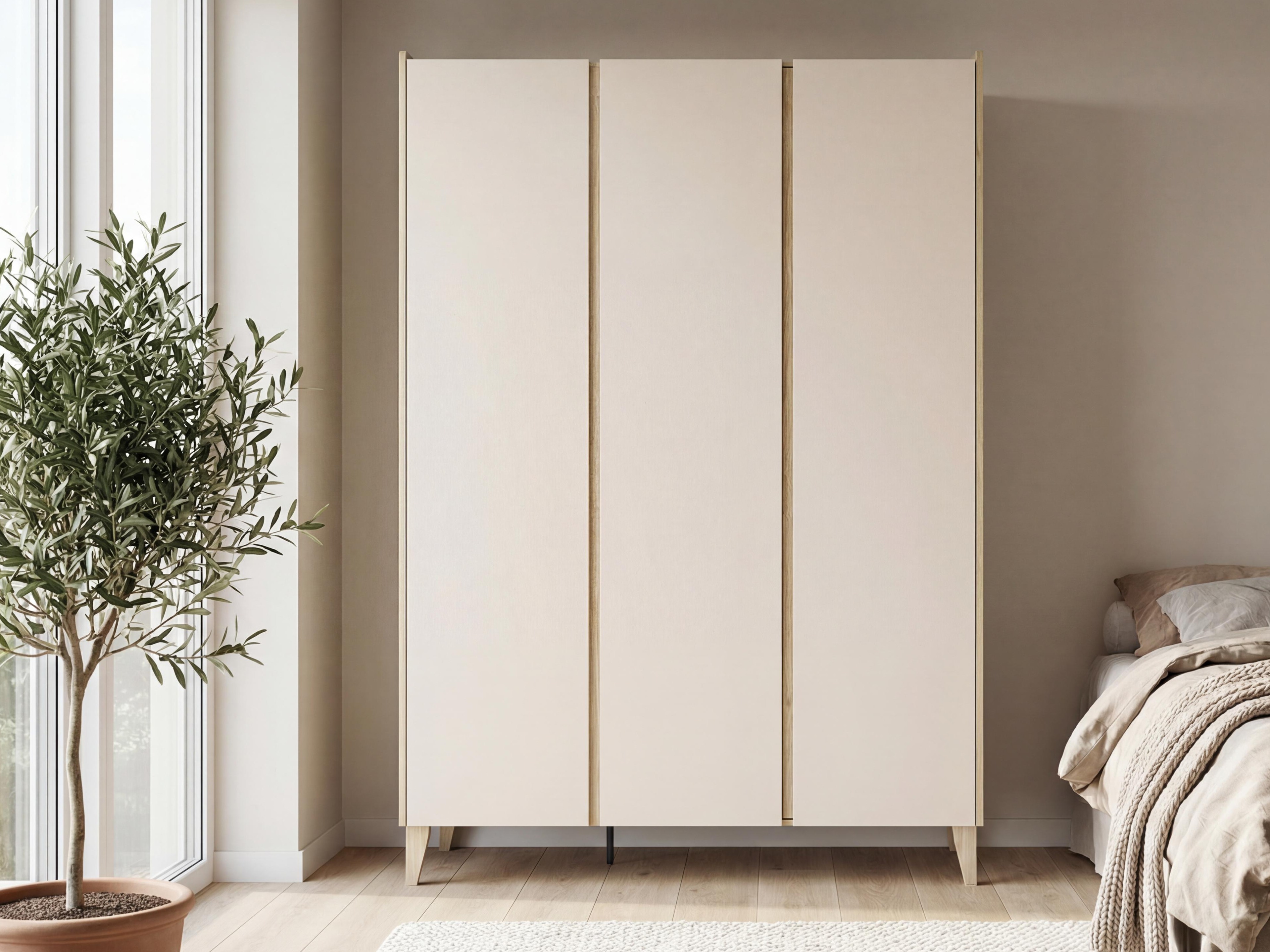 Kleiderschrank Velrome 110 (Eichenholzoptik + Beige)