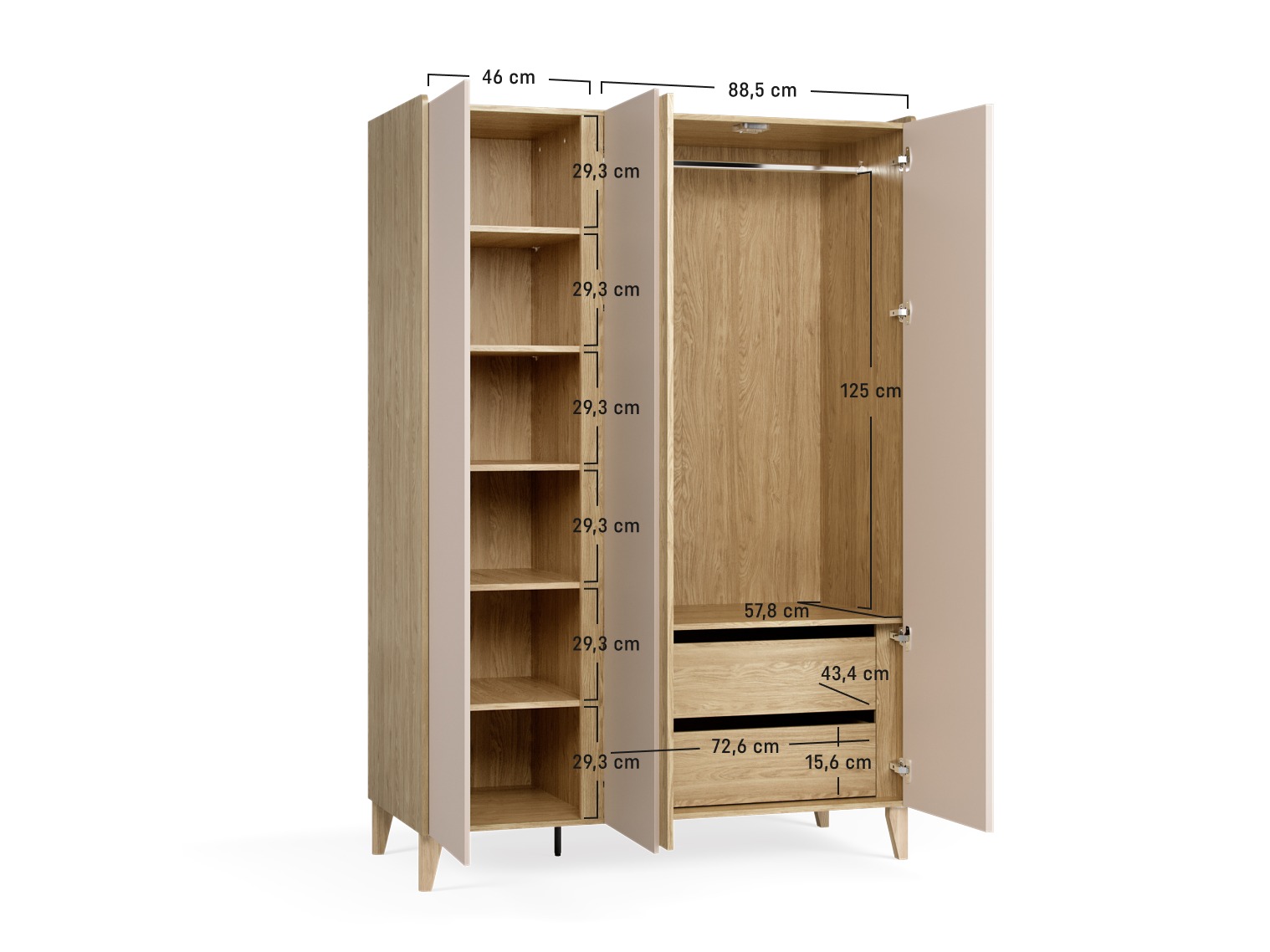 Kleiderschrank Velrome 110 (Eiche)