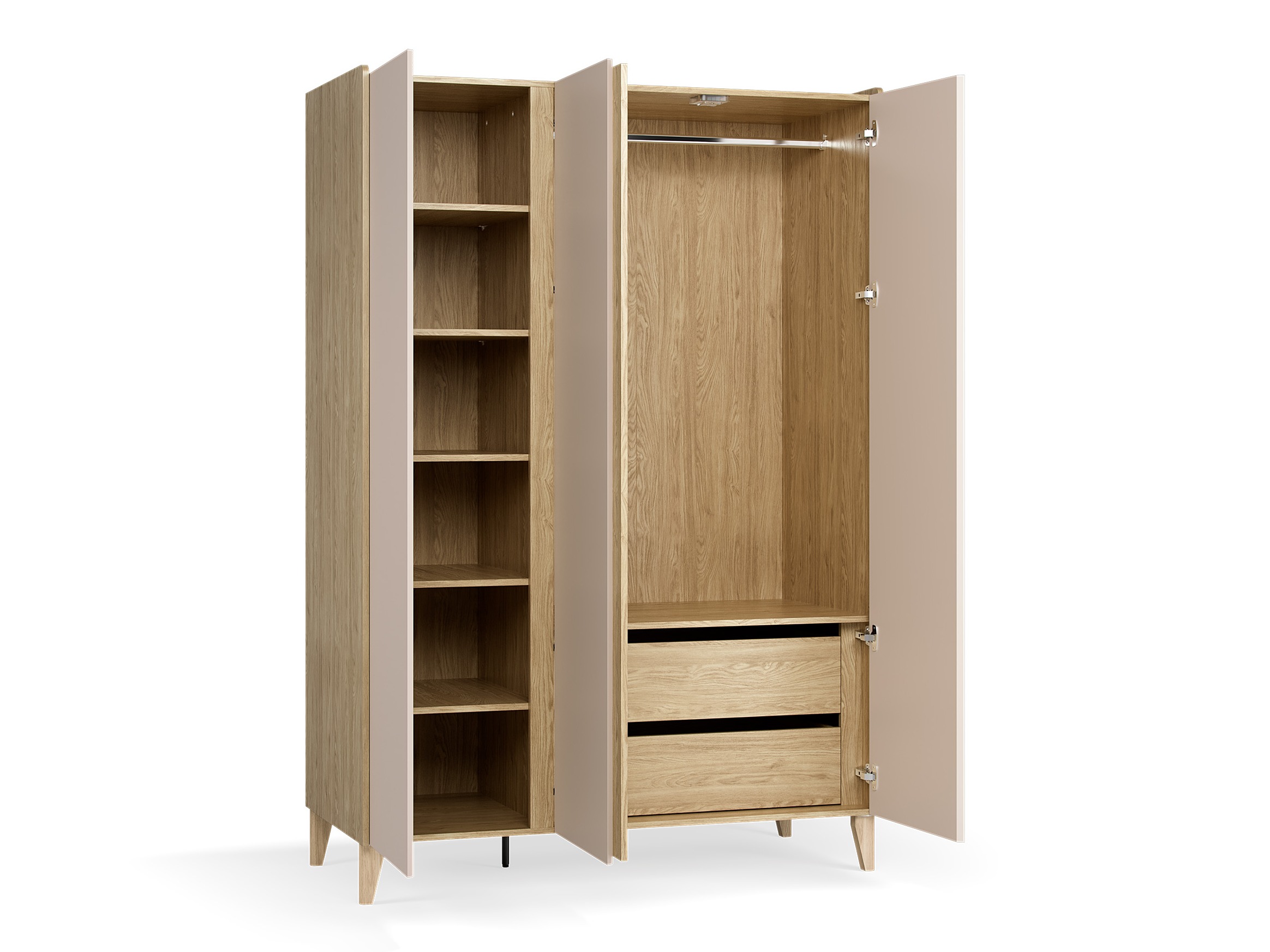 Kleiderschrank Velrome 110 (Eichenholzoptik + Beige)