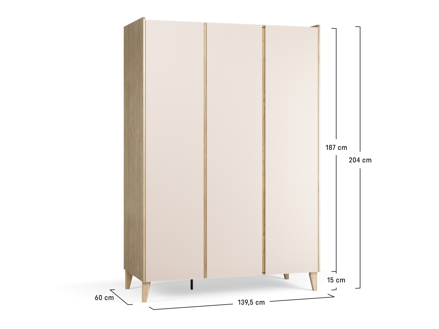 Kleiderschrank Velrome 110 (Eichenholzoptik + Beige)