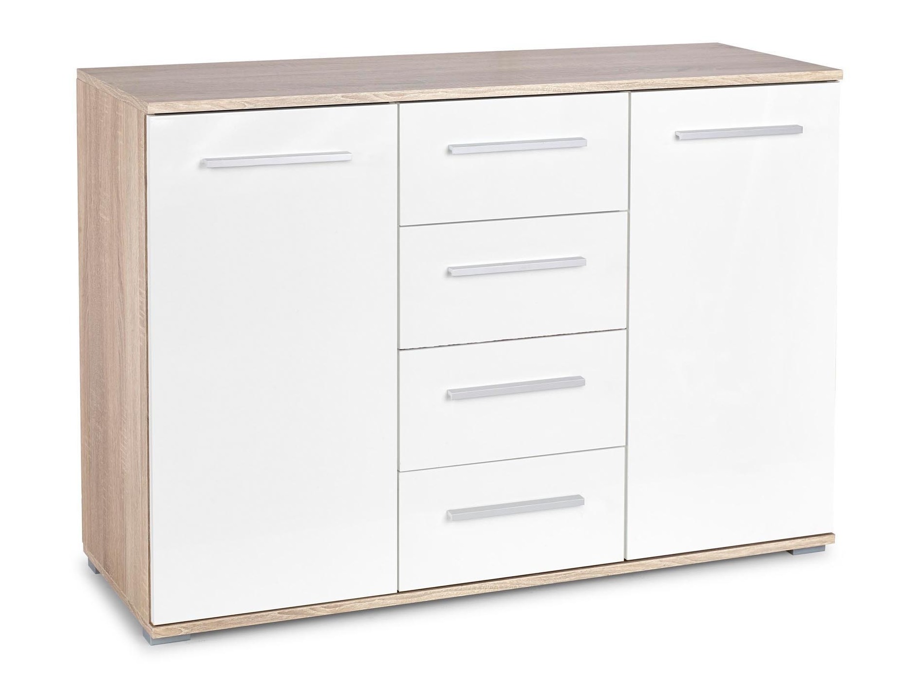 Kommode Cirveso 103 (Sonoma-Eiche + Weiss glänzend)