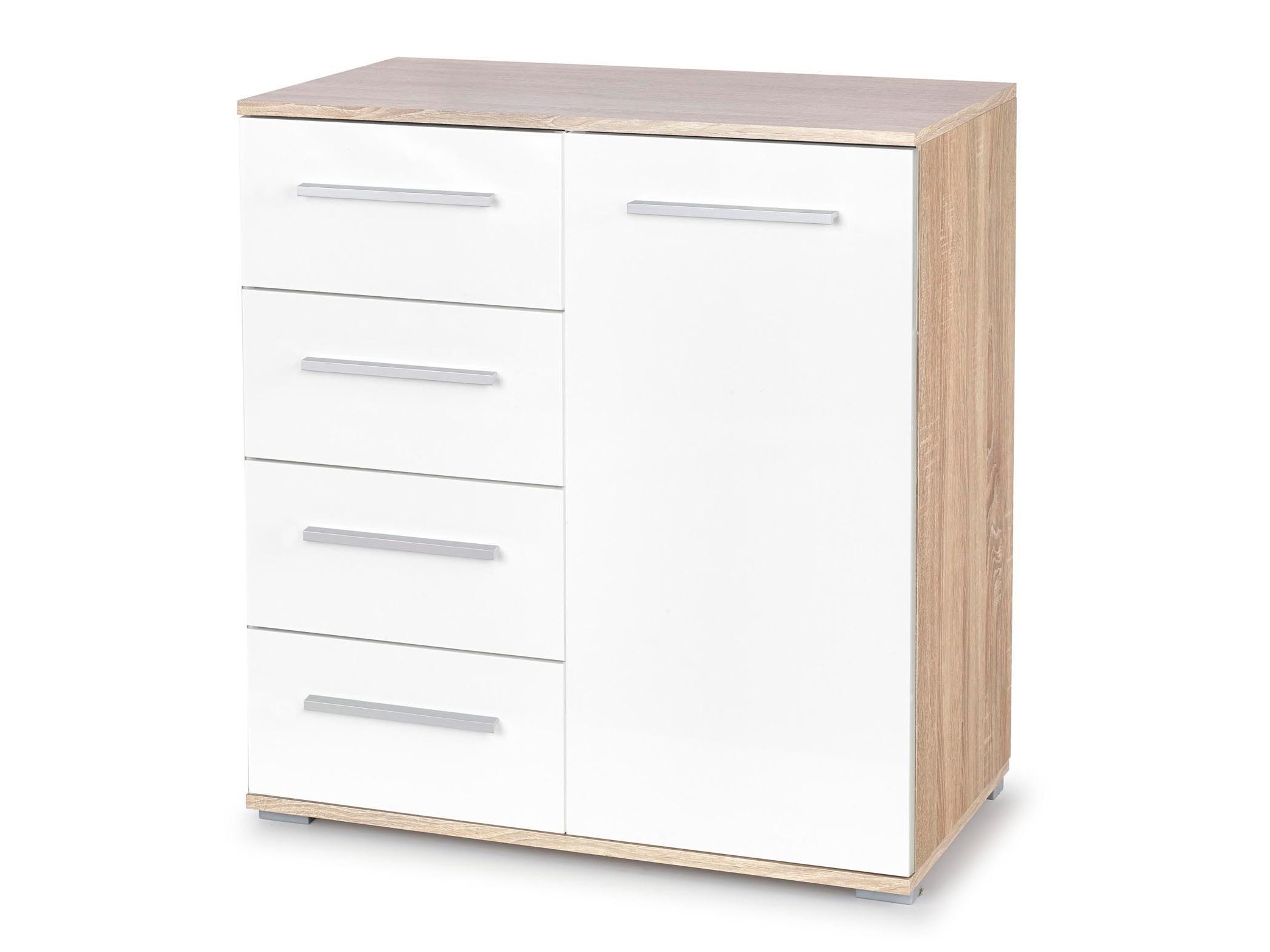 Kommoden Cirveso 101 (Sonoma eichenholz + Weiss glänzend)