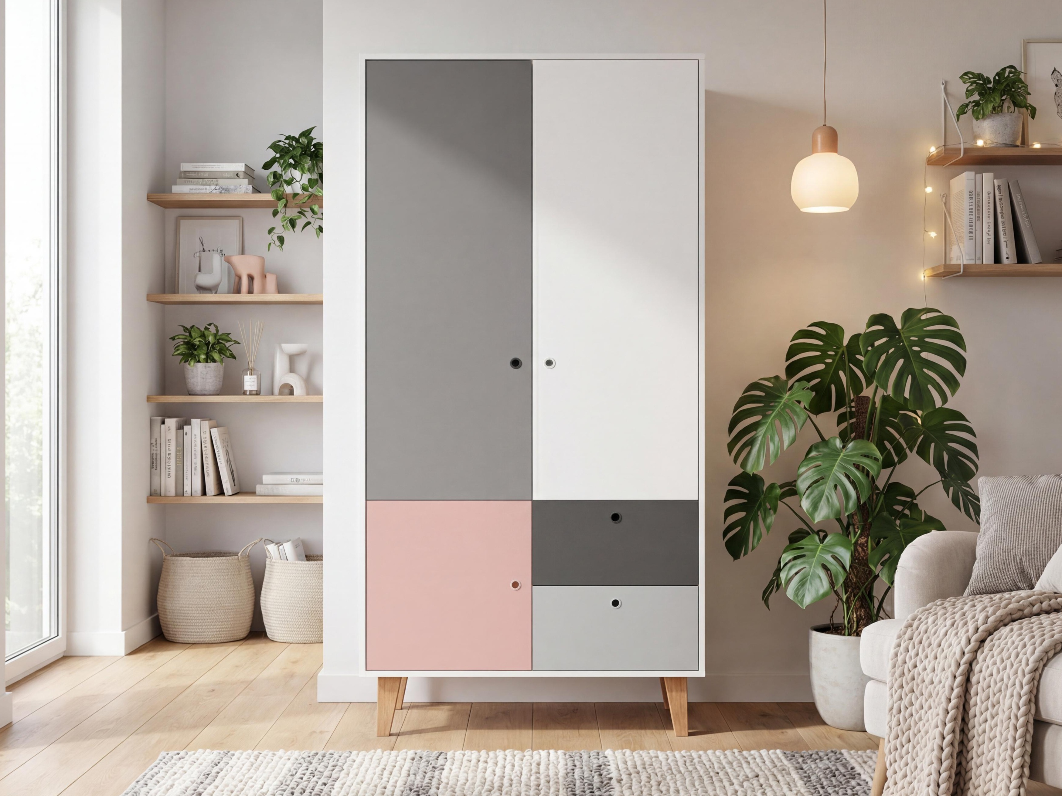 Kleiderschrank Domfera 100 (Rosa)