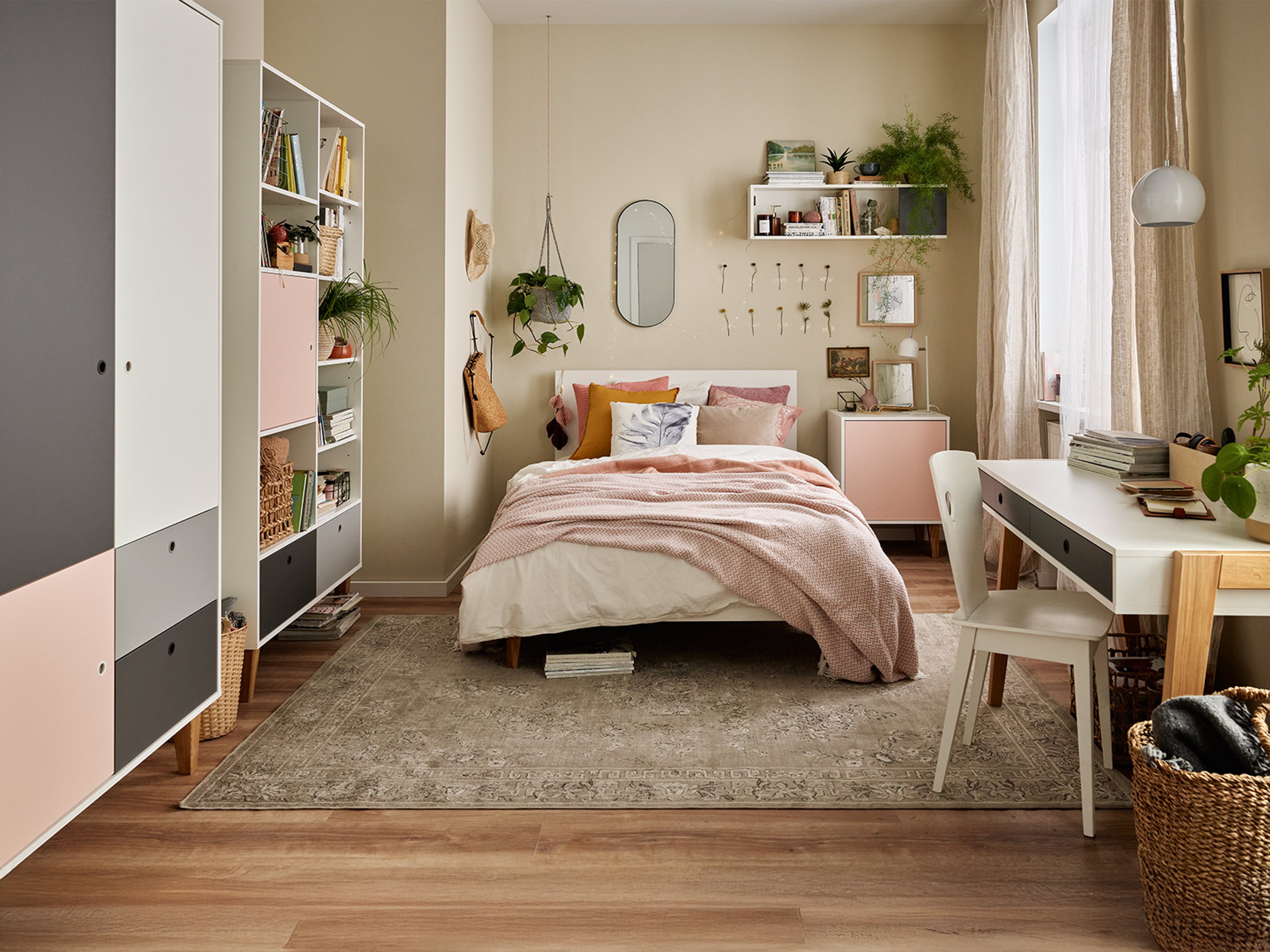 Kleiderschrank Domfera 100 (Rosa)