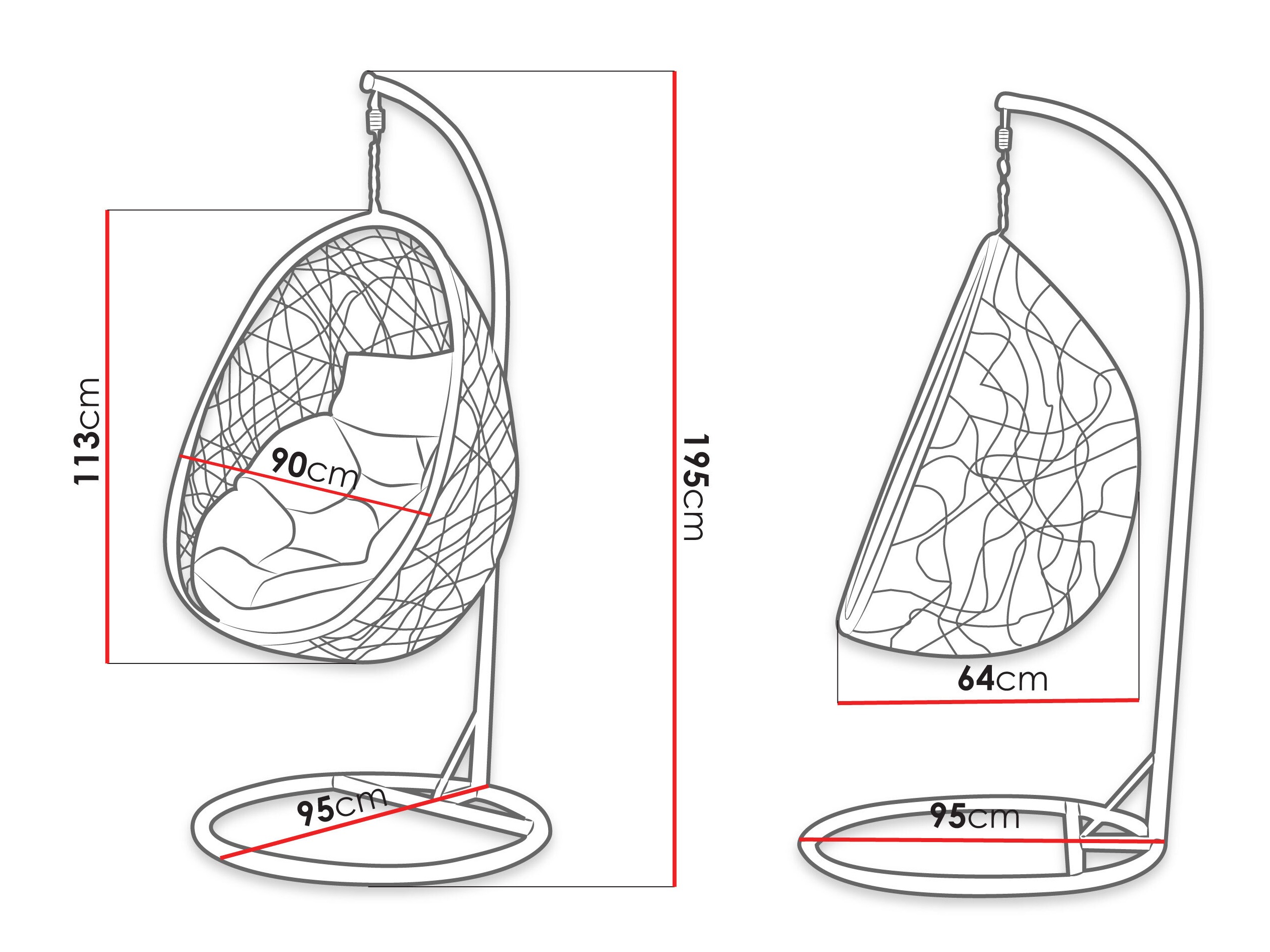 Hängesessel Comfivo 505 (Dunkelgrau + Grau)