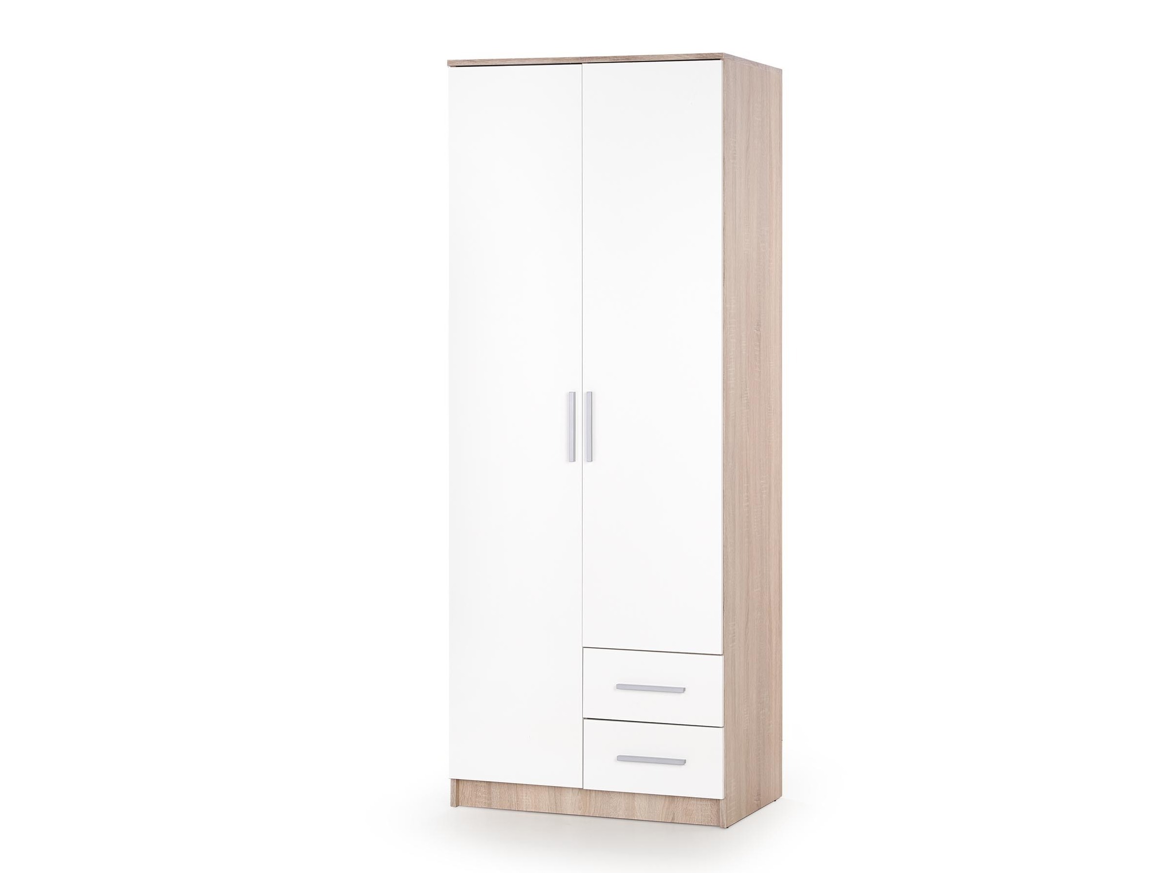 Kleiderschrank Cirveso 112 (Sonoma eichenholz + Weiss glänzend)