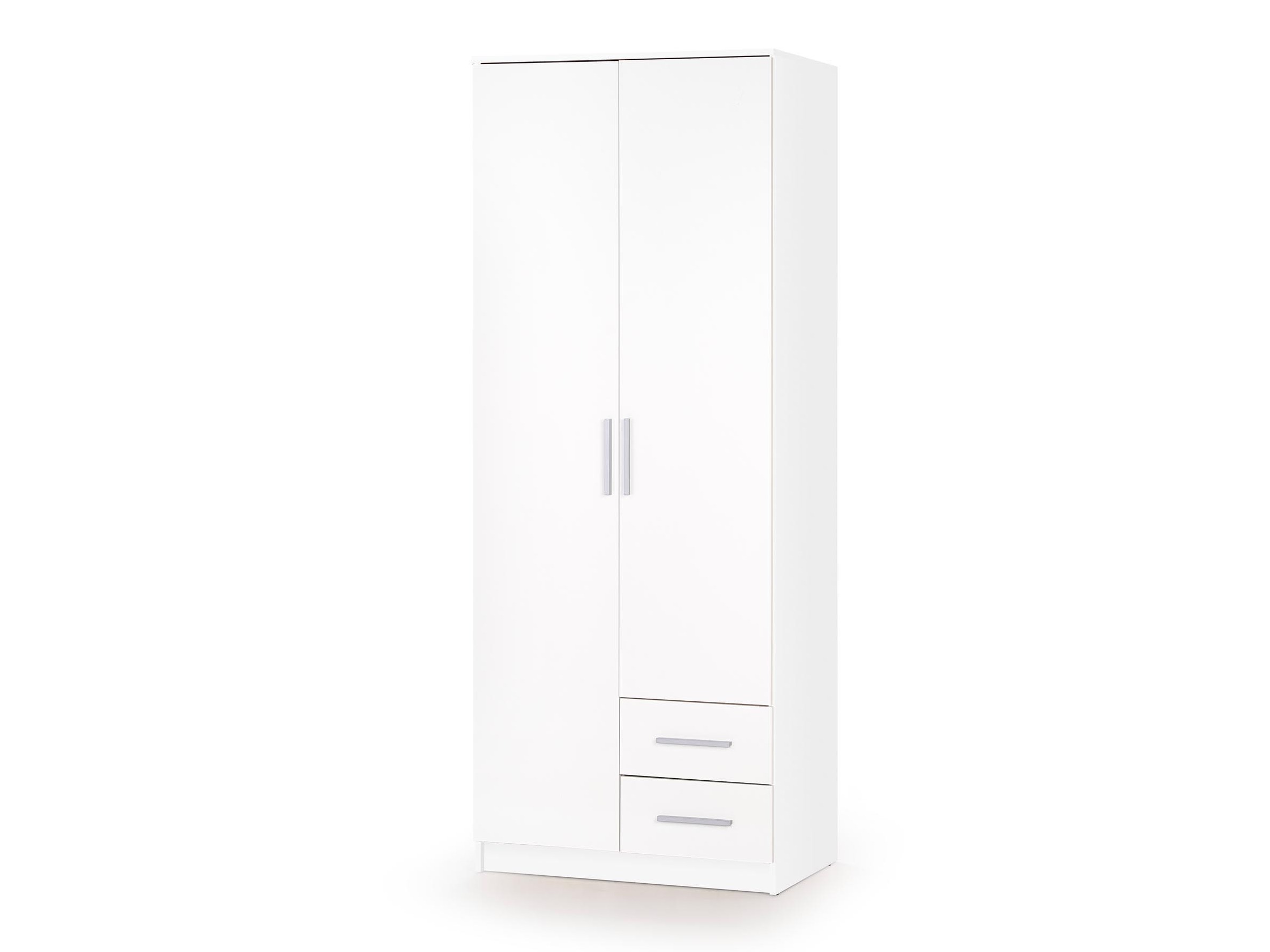 Kleiderschrank Cirveso 112 (Weiss + Weiss glänzend)