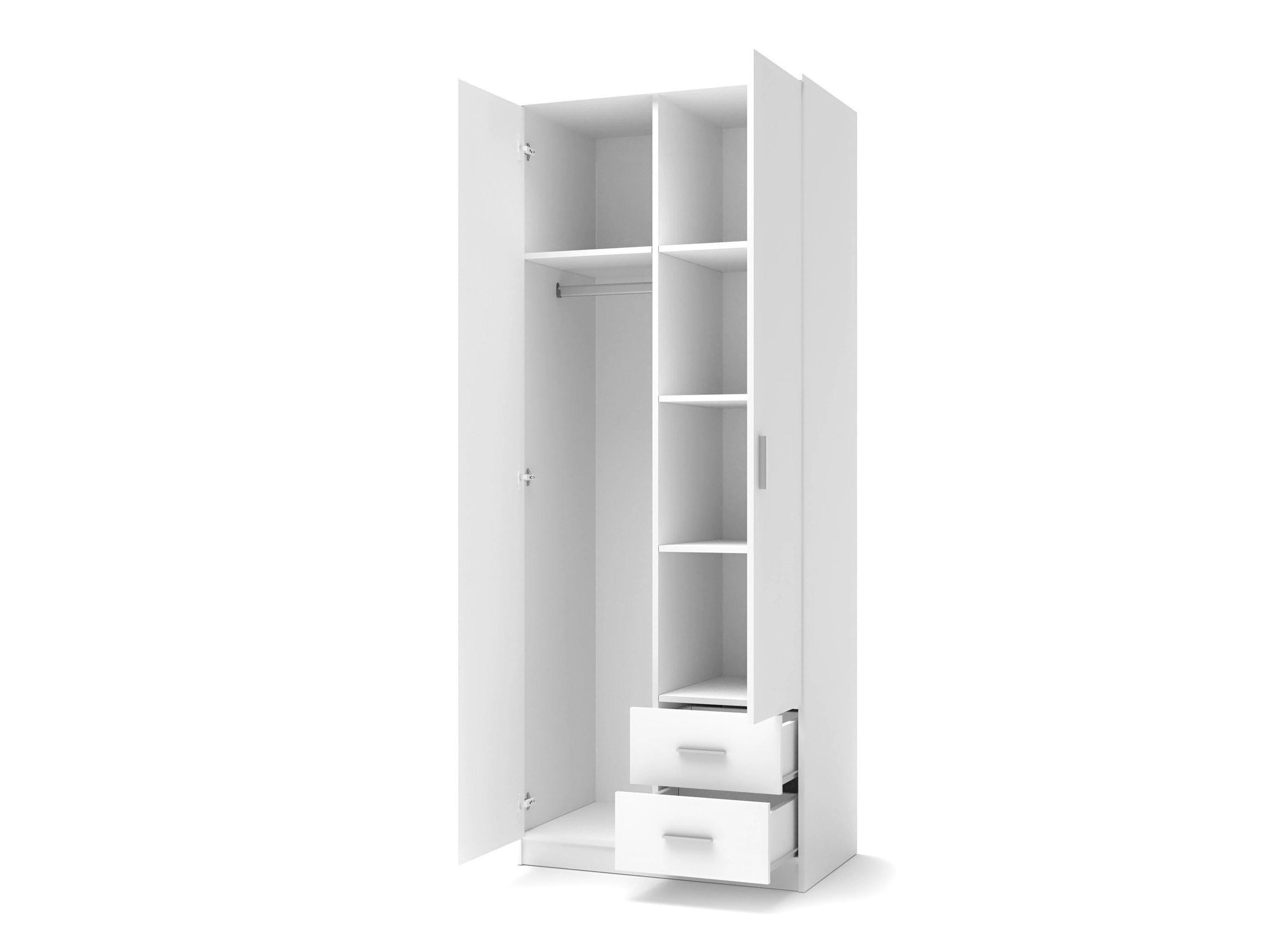 Kleiderschrank Cirveso 112 (Weiss + Weiss glänzend)