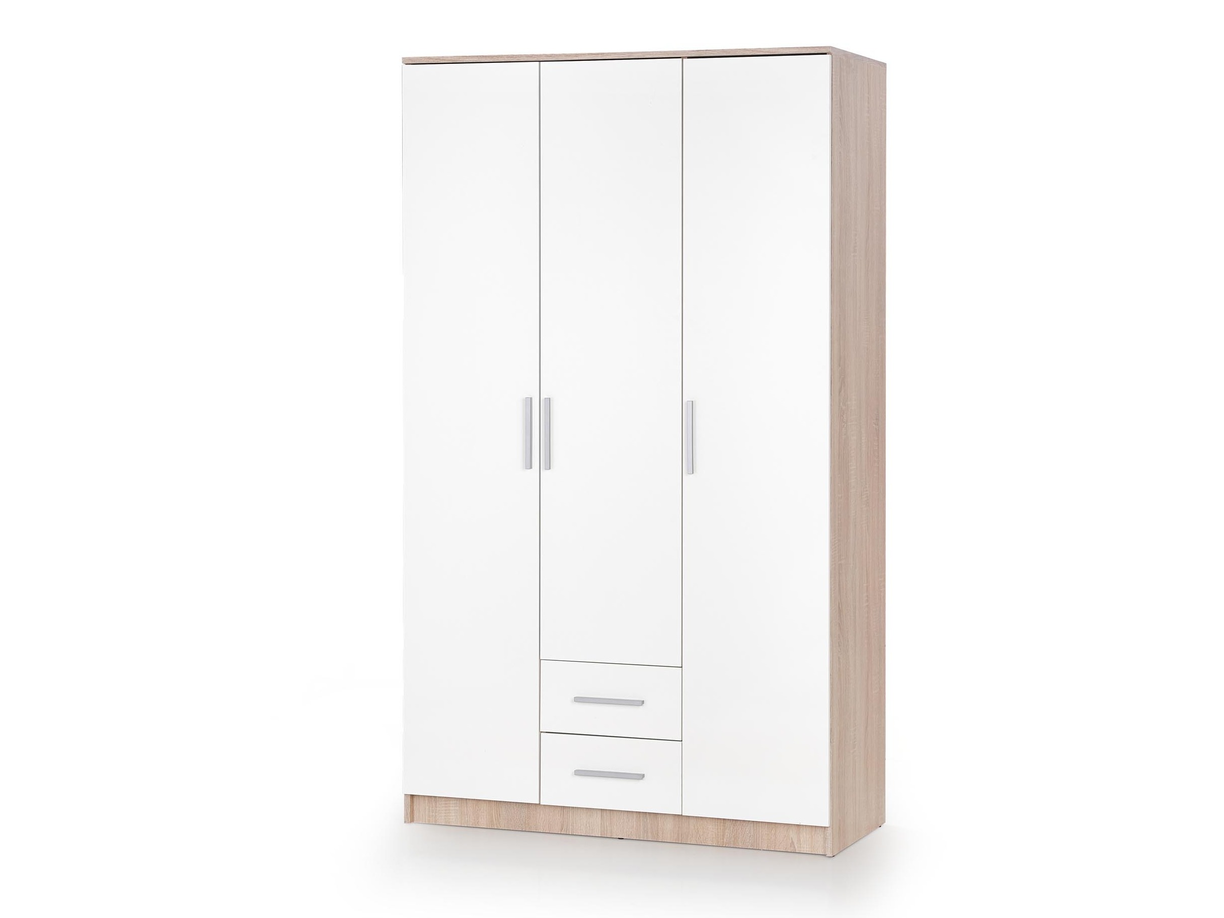 Kleiderschrank Cirveso 113 (Sonoma eichenholz + Weiss glänzend)