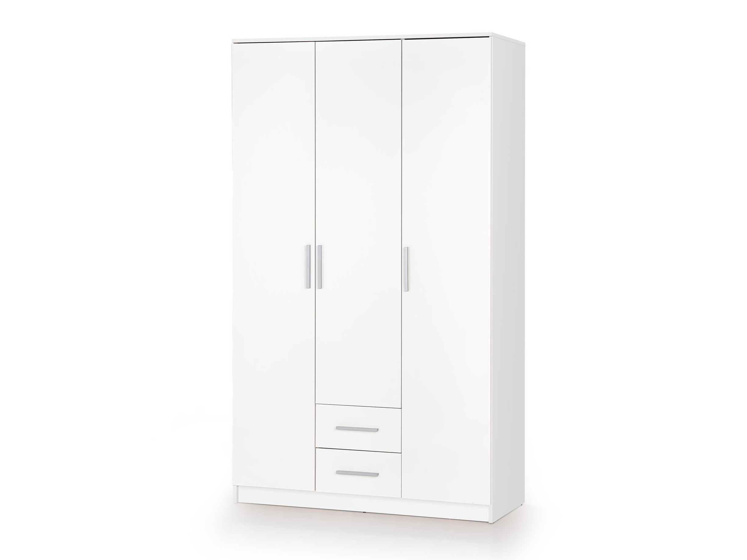 Kleiderschrank Cirveso 113 (Weiss + Weiss glänzend)