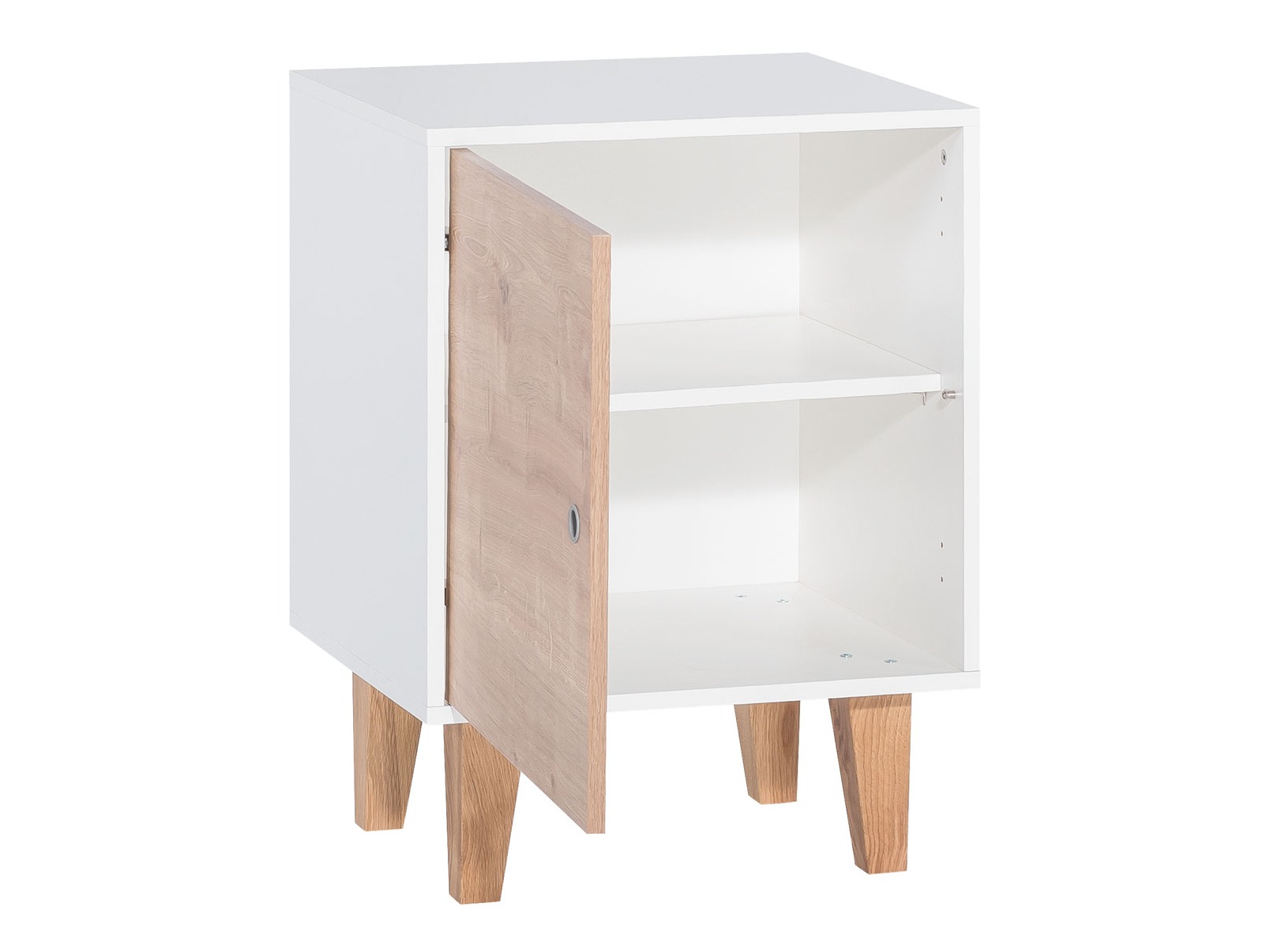 Nachttisch Domfera 105 (Weiss + Eichenholzoptik)