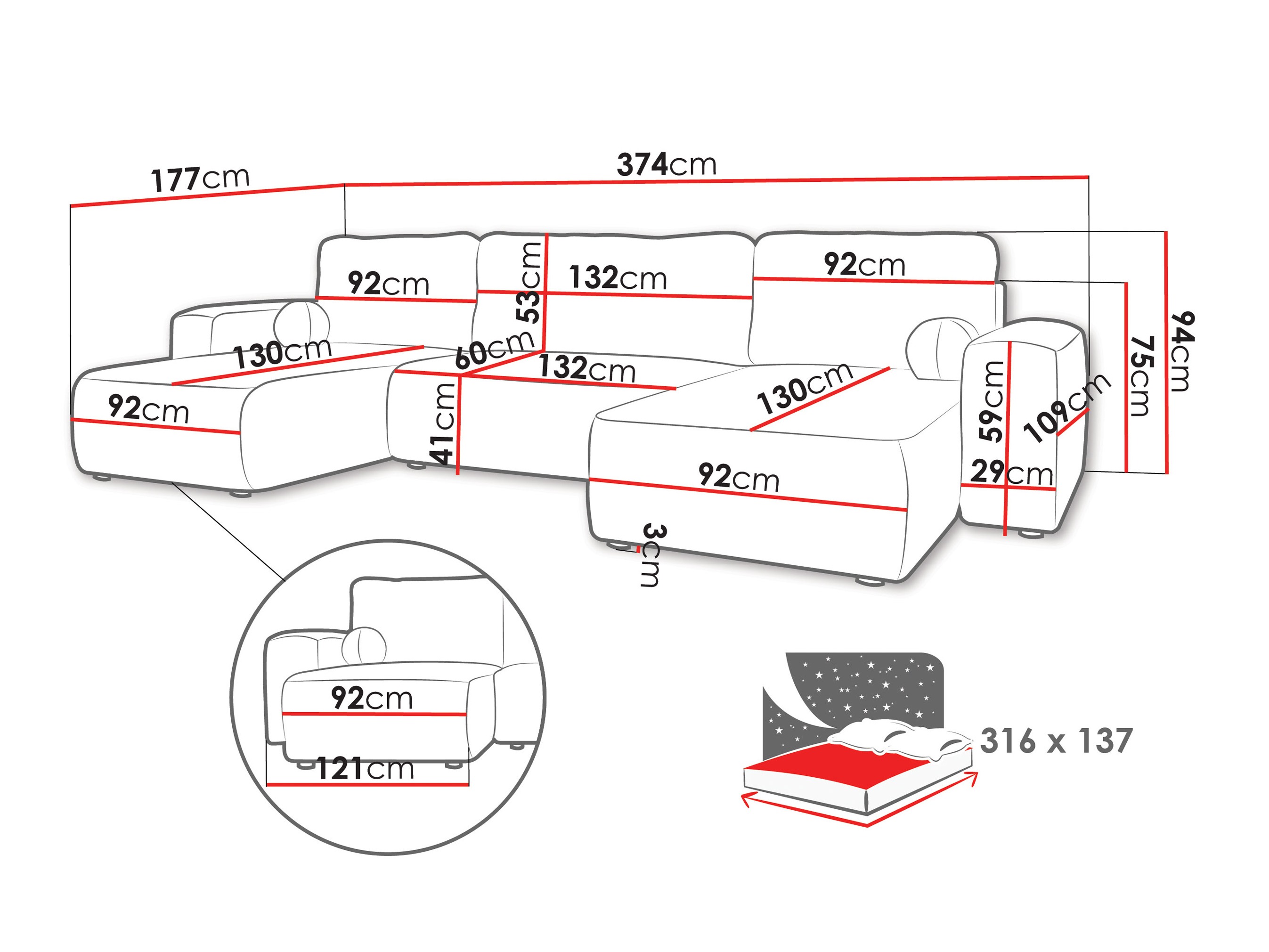 Ecksofa TrendyNest 130 (Coral 15)