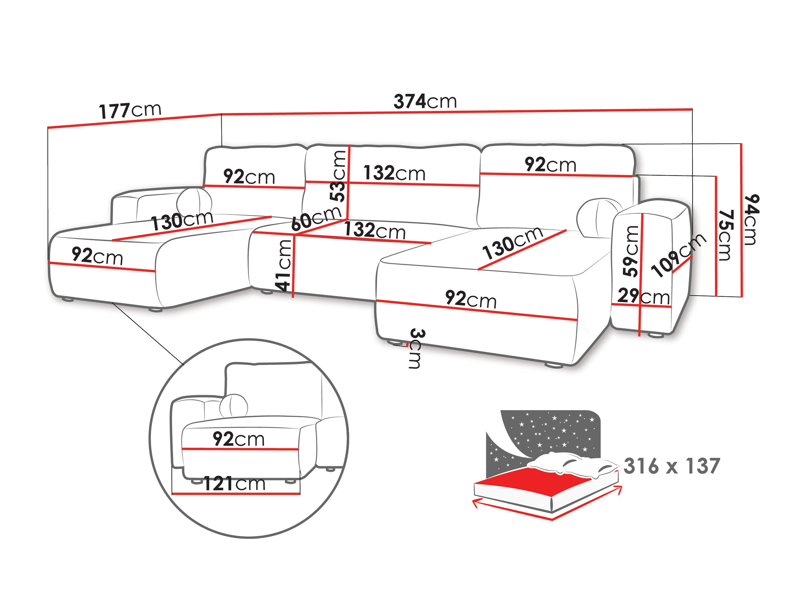 Ecksofa TrendyNest Piscor (Coral 45)