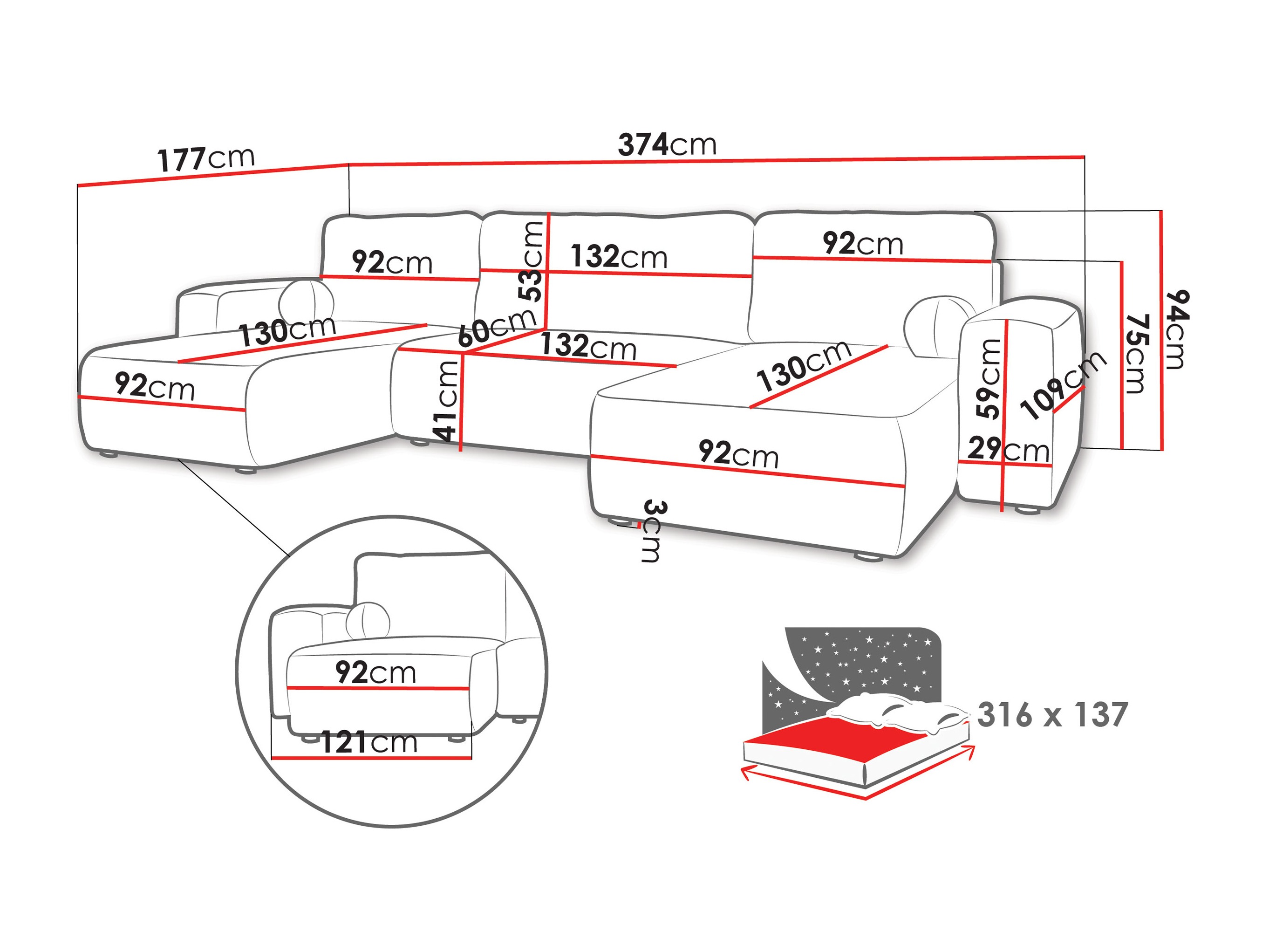 Ecksofa TrendyNest Piscor (Coral 65)