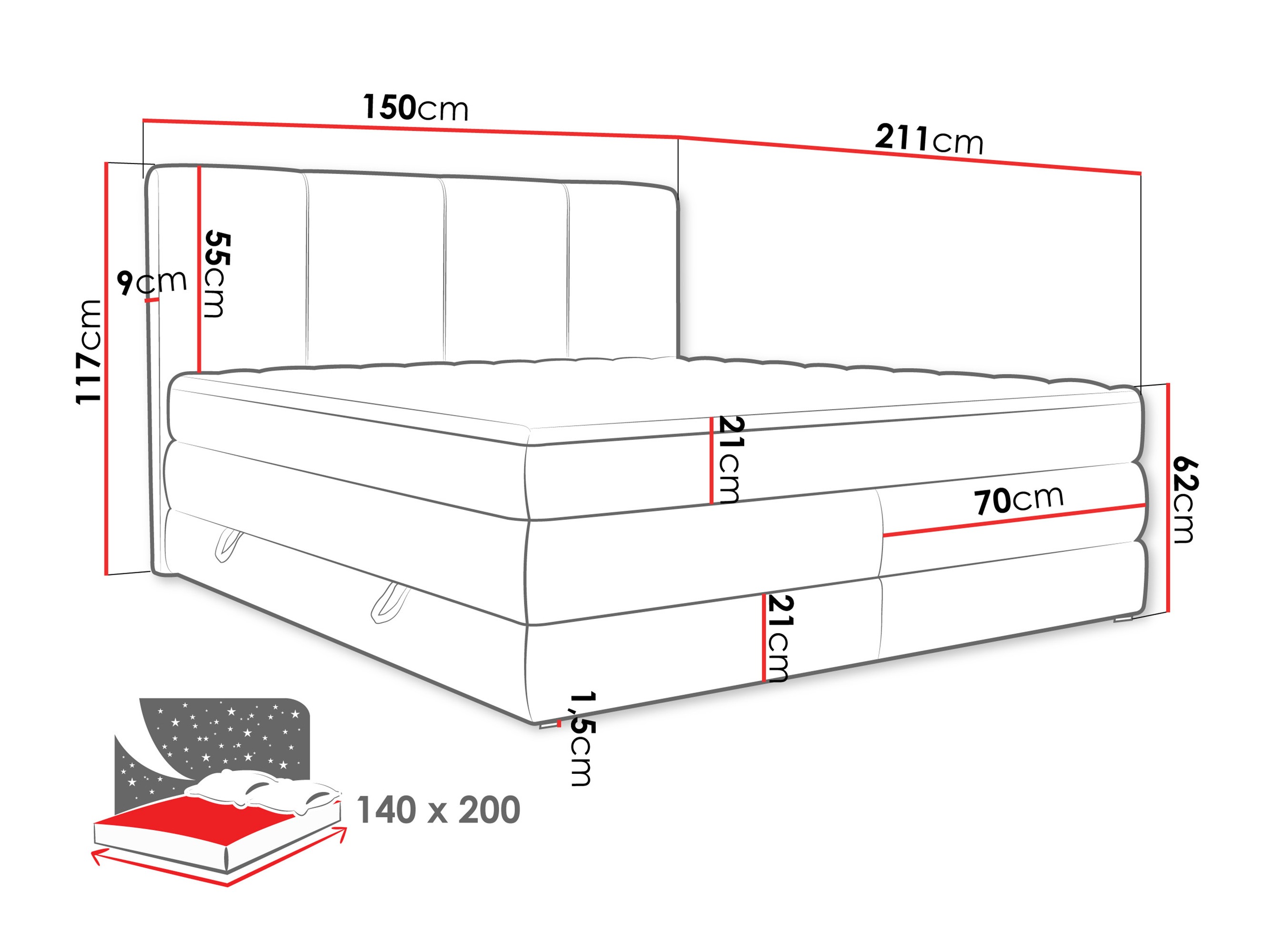 Boxspringbett ComfiDream Caelion (Onega 14)