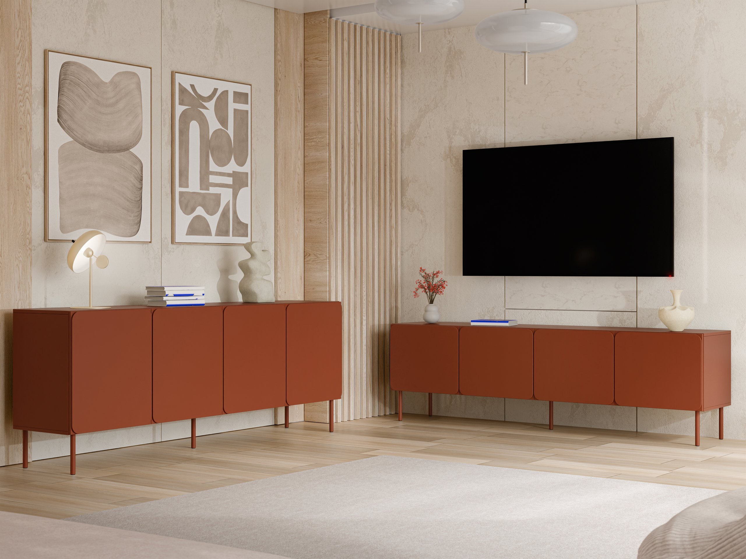 Wohnzimmer-Set Fentore 103 (Rot)