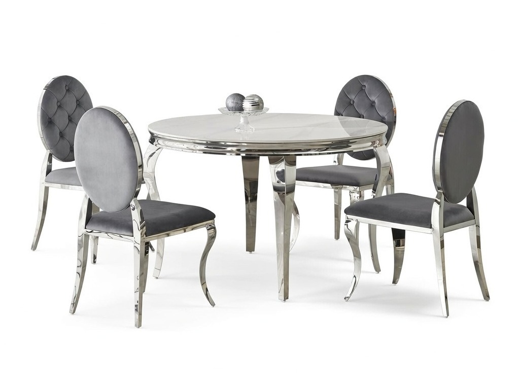 Essgruppe Houston 1828 (Weisser Marmor + Grau)